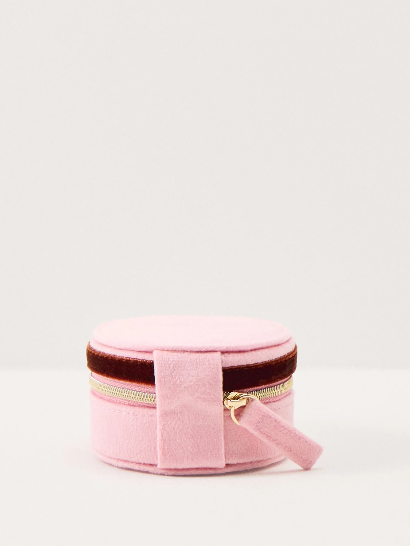 Velvet Bow Round Jewellery Case Pink - Image 2