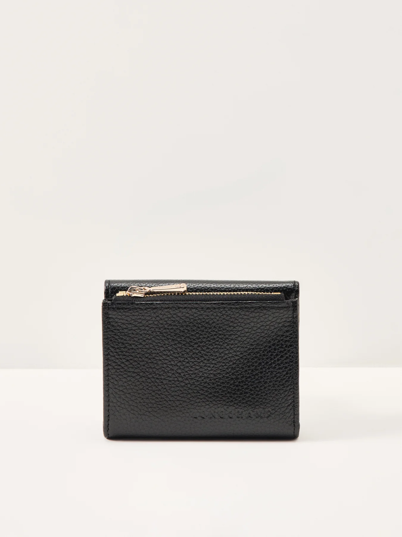 Le Foulonné Leather Compact Wallet Black - Image 2