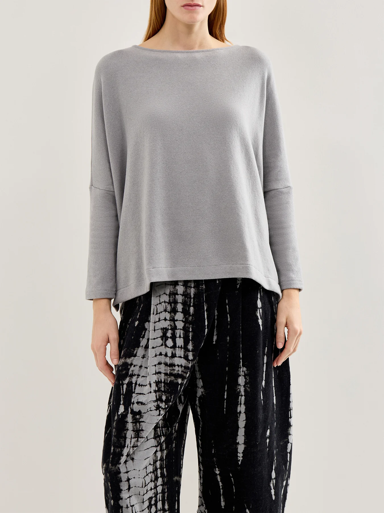 Boat Neck Knit Top Light Grey - Image 4