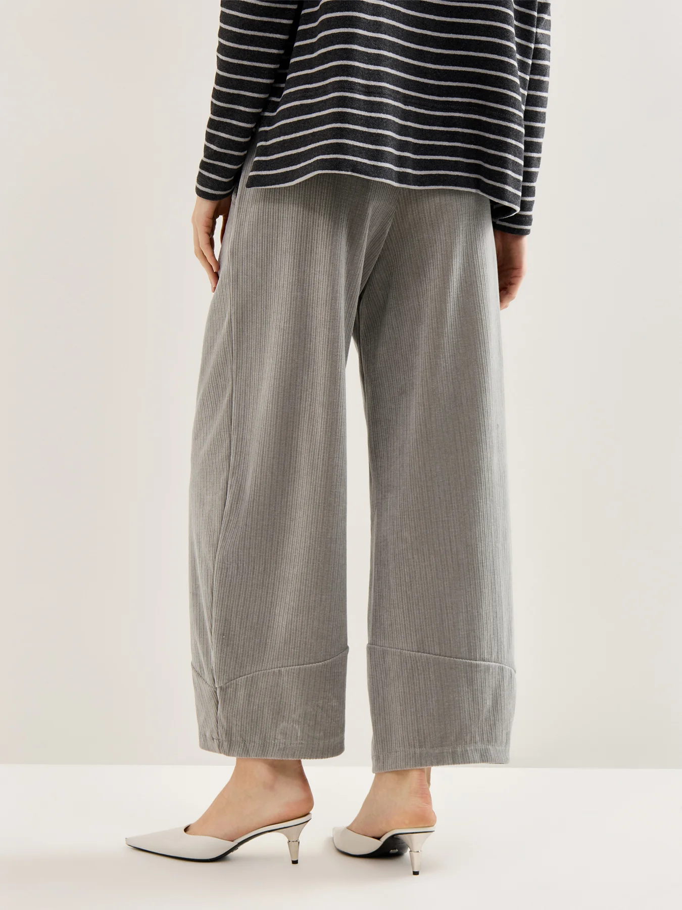 Jumbo Cord Wide Leg Trousers Light Grey - Image 5