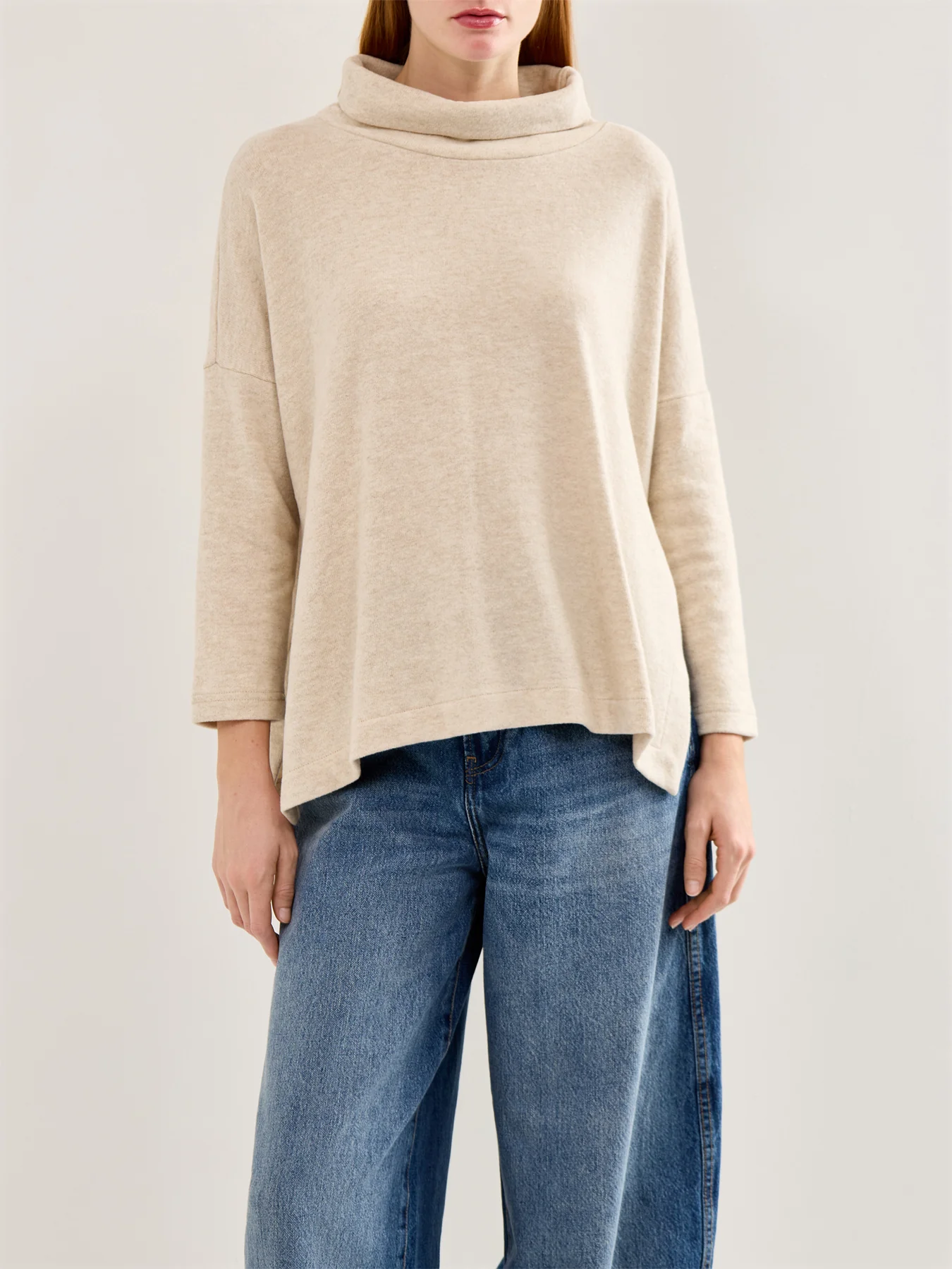 Roll Neck Knit Jumper Cream - Image 4
