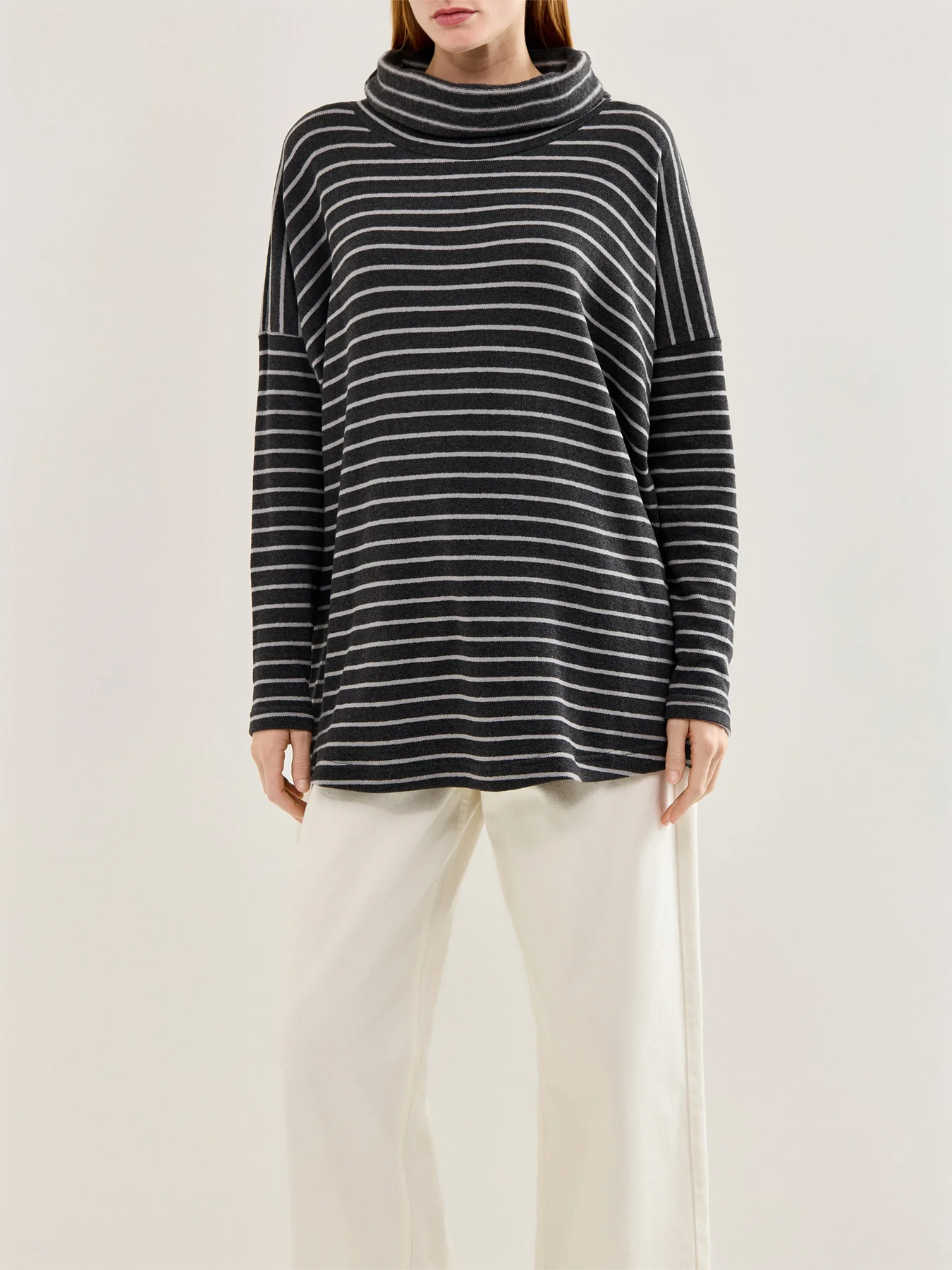 Stripe Roll Neck Jumper Grey - Image 4