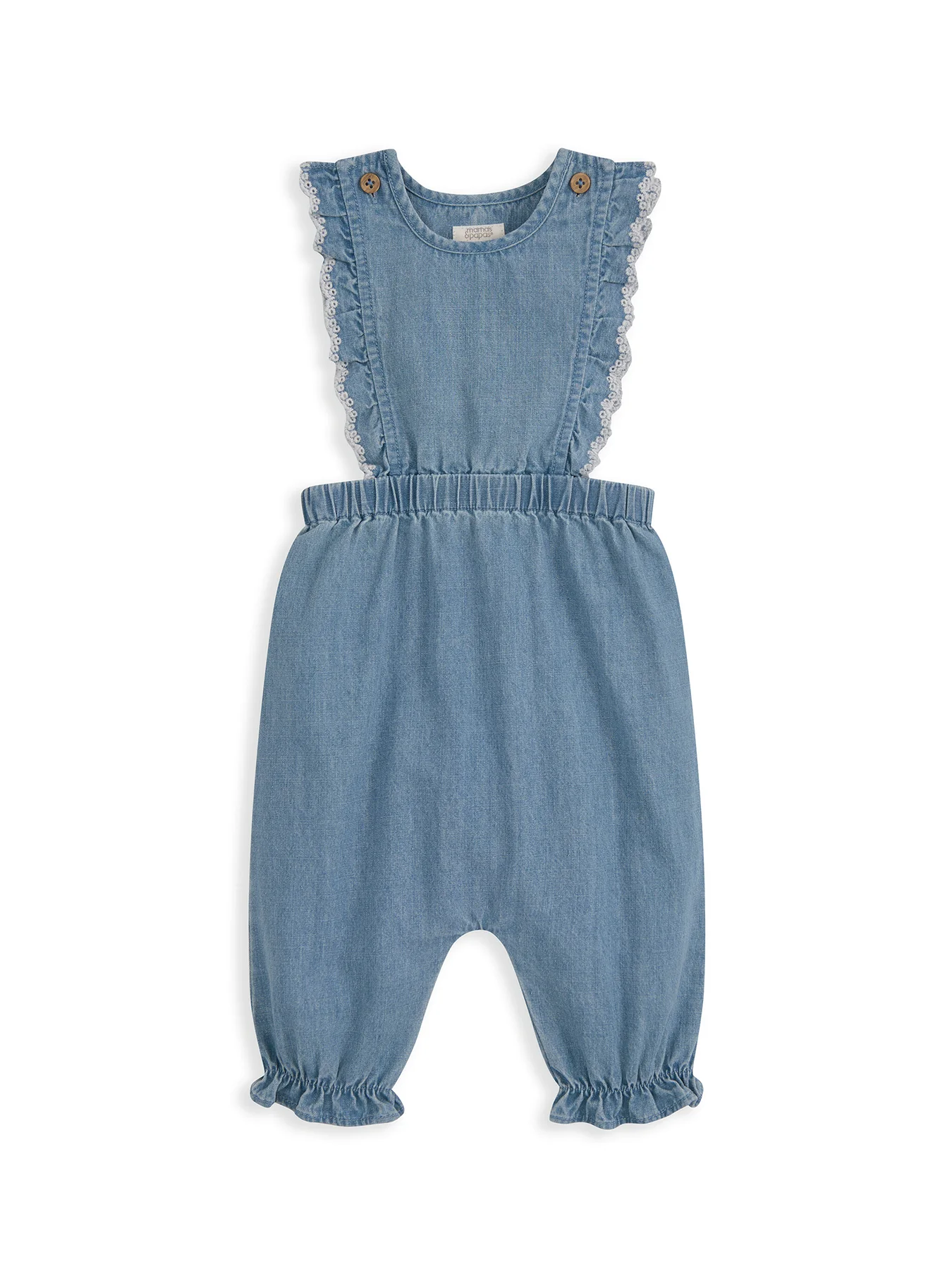 Baby Cotton Dungaree Set Blue - Image 3