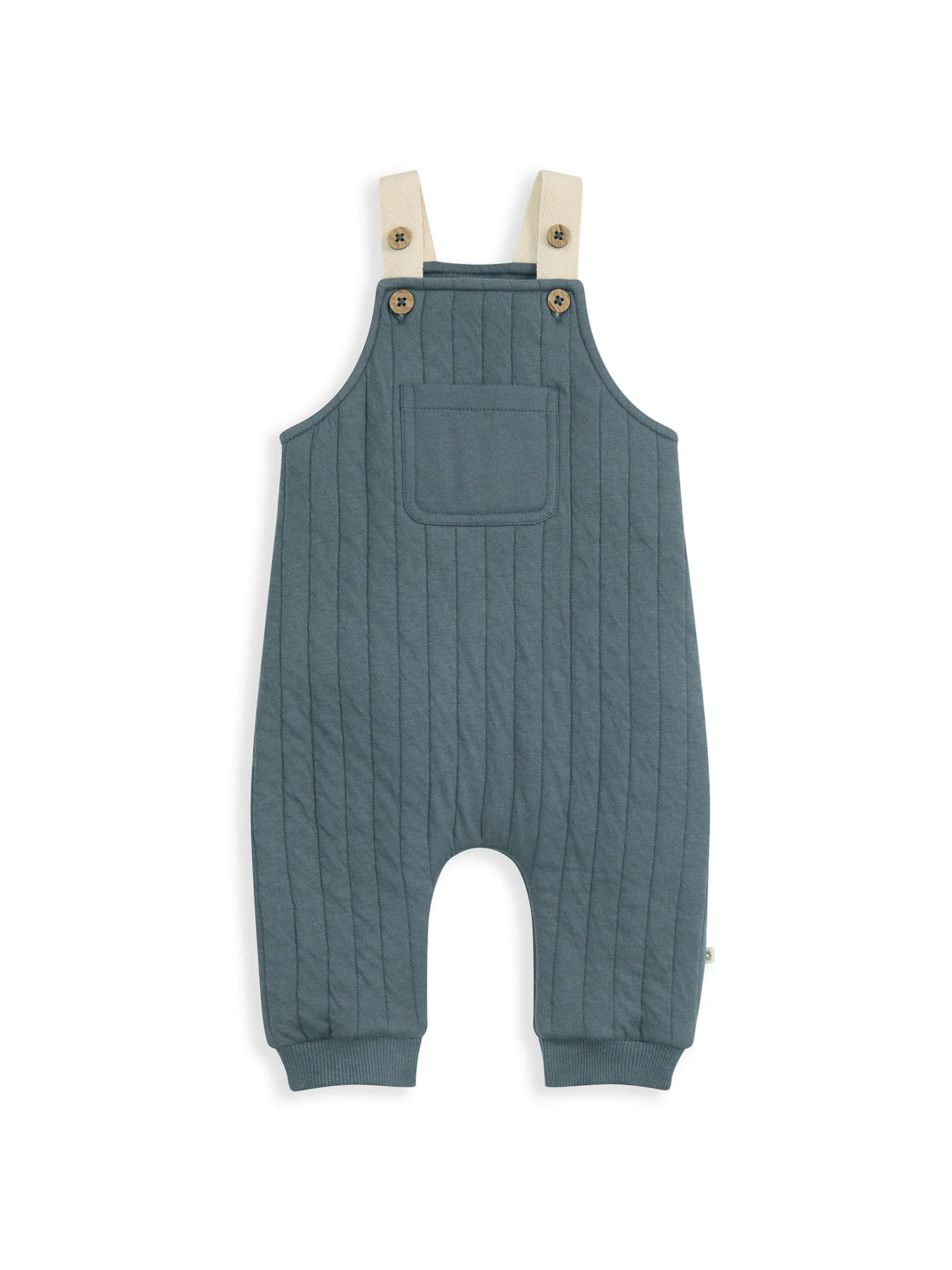 Baby Quilted Dungaree Set Blue - Image 3