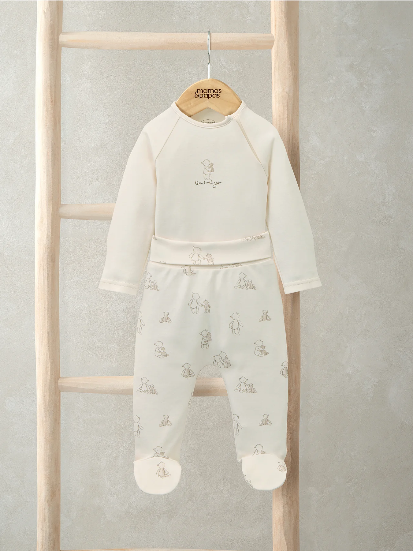 Baby Teddy Placement Bodysuit Set Cream - Image 2