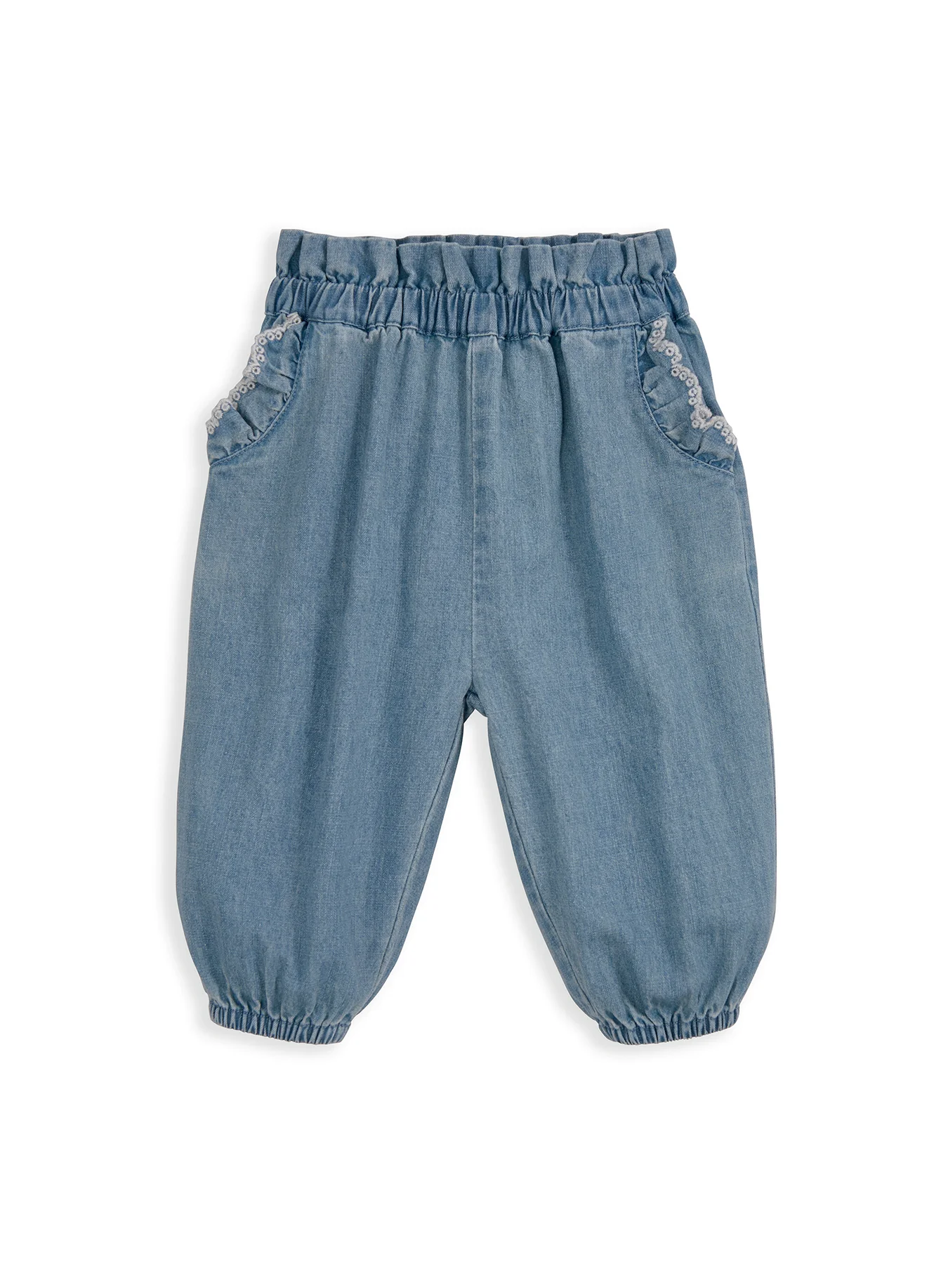 Baby Three Piece Chambray Trouser Set Blue - Image 4
