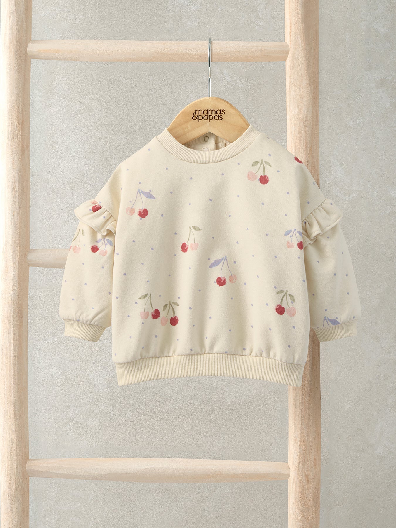 Baby Cherry Print Sweatshirt Cream - Image 3