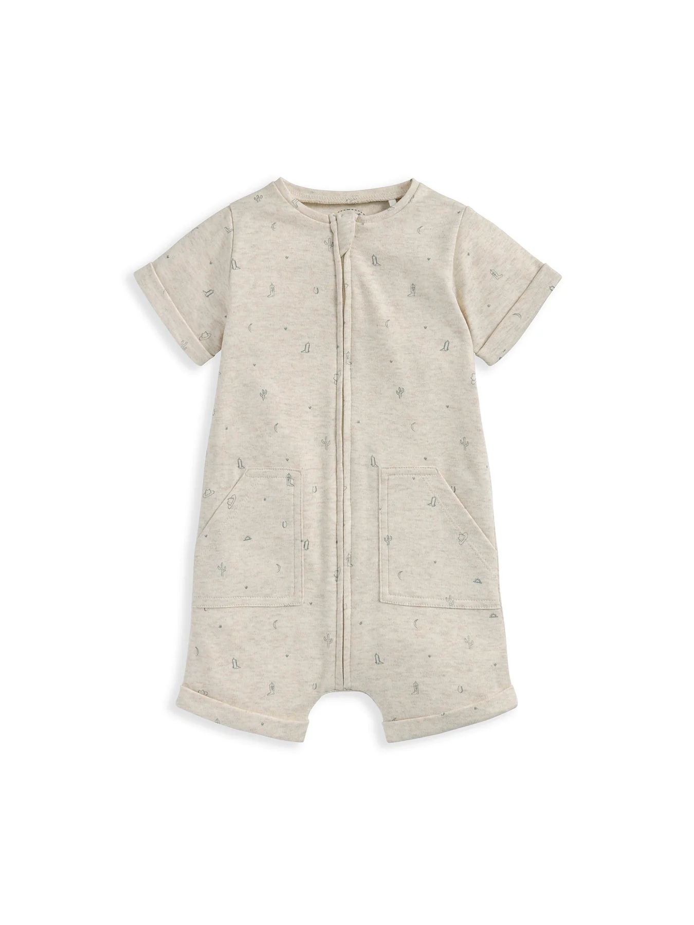 Baby Cowboy Print Romper Cream