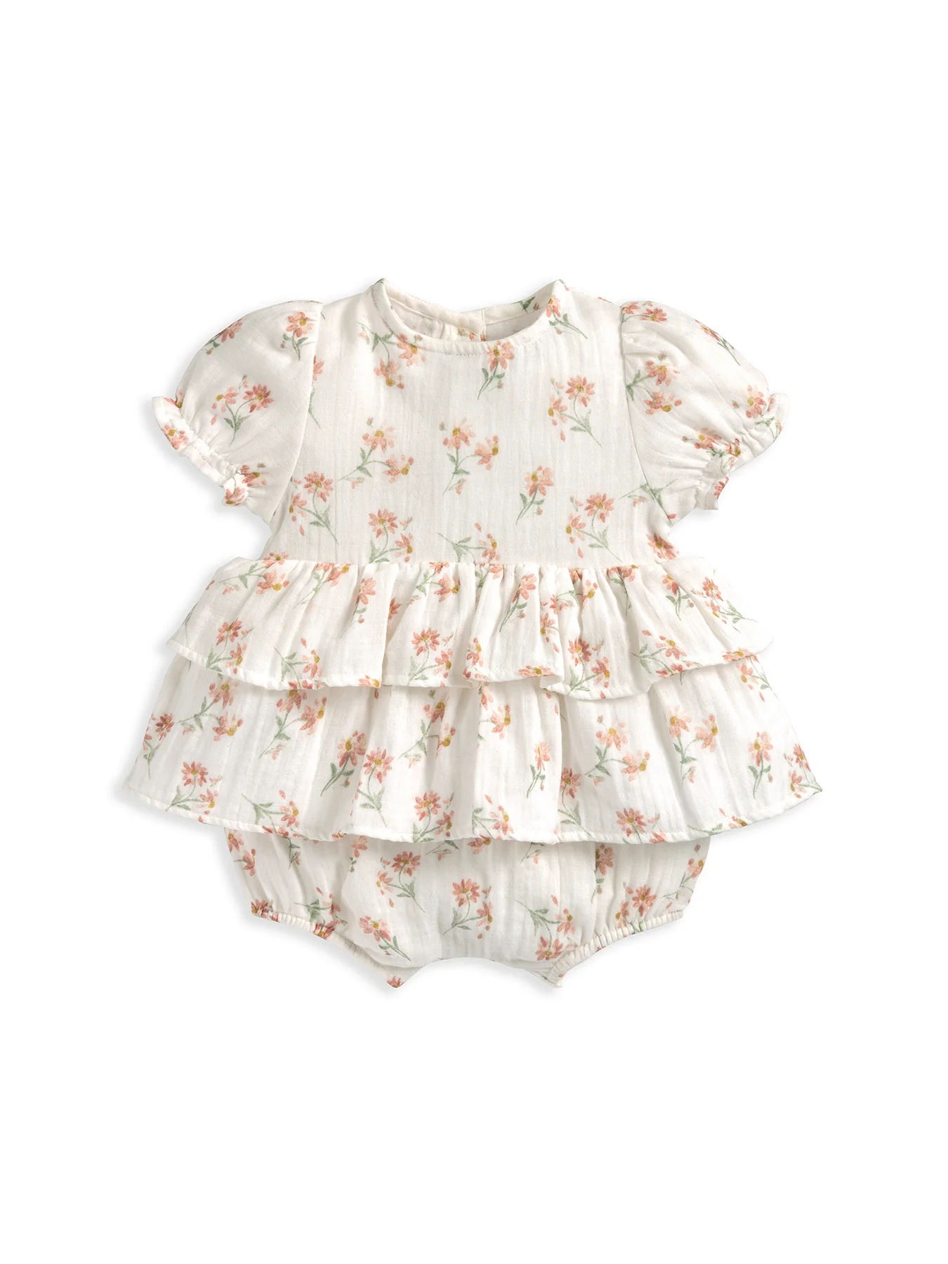 Baby Daisy Peplum Short Romper Pink