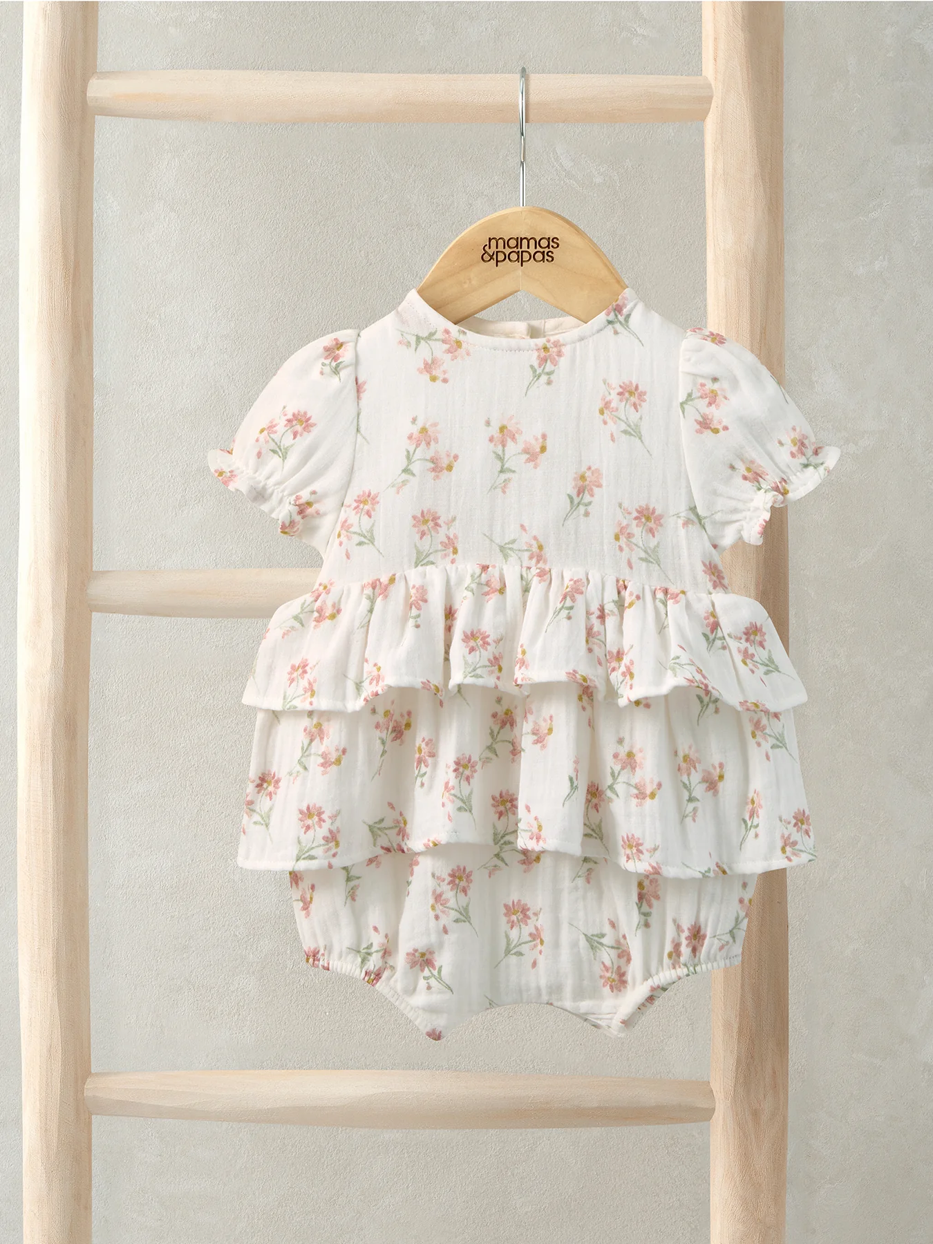 Baby Daisy Peplum Short Romper Pink - Image 2