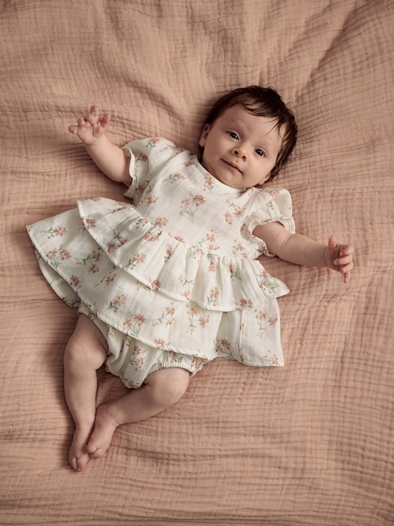 Baby Daisy Peplum Short Romper Pink - Image 3