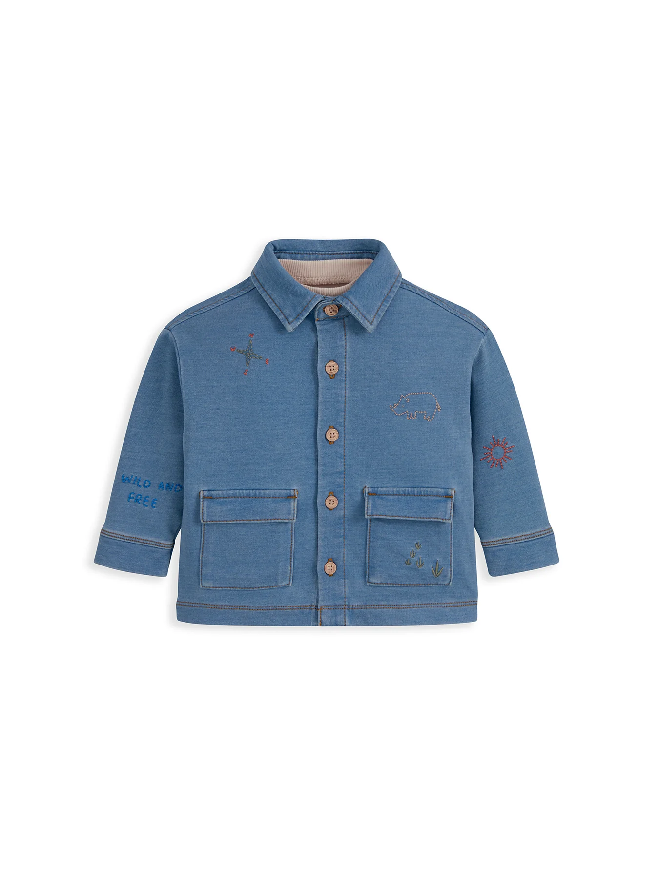 Baby Denim Shacket and T-Shirt Set Blue