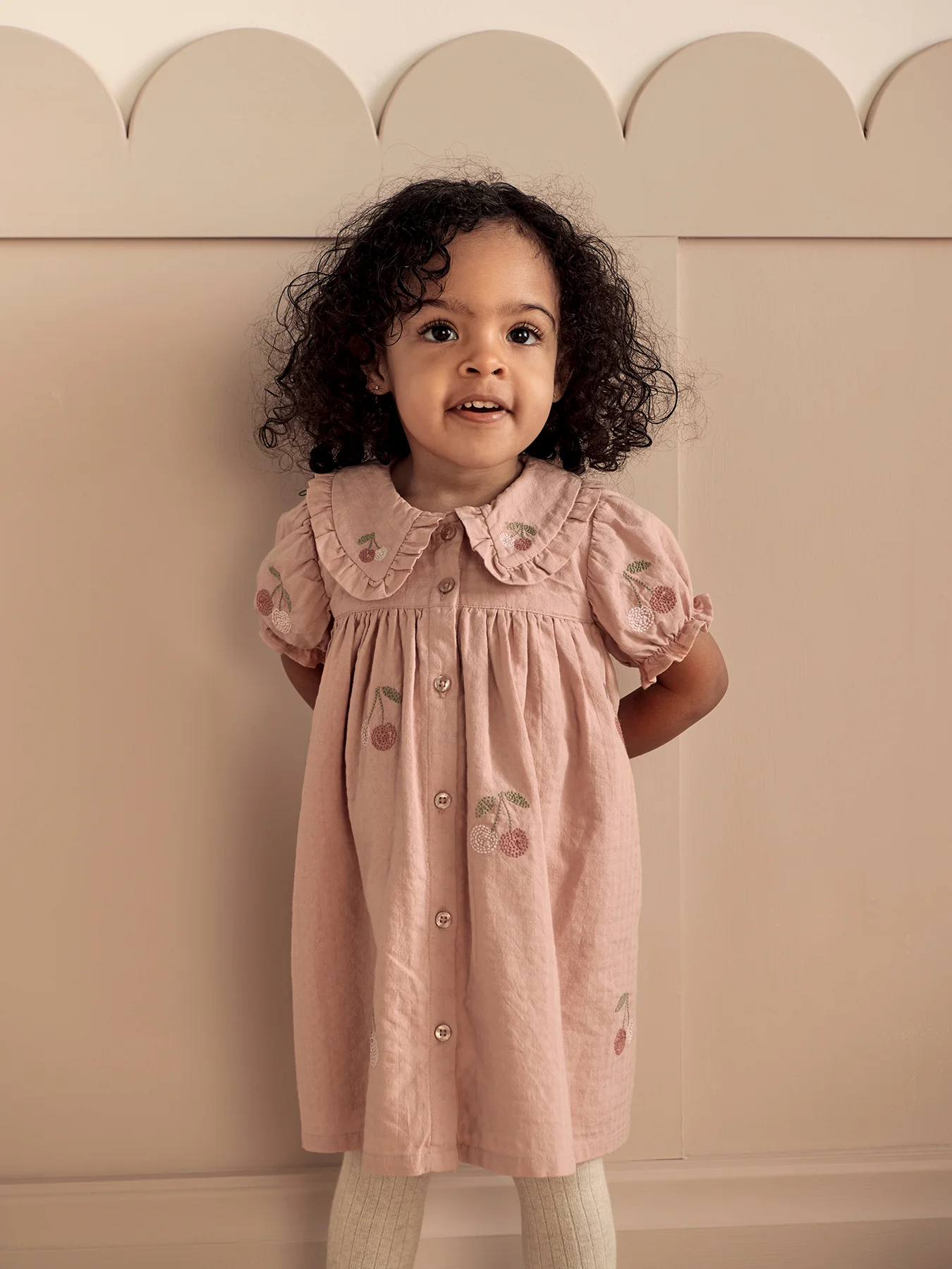 Baby Cherry Embroidered Dress Pink - Image 3