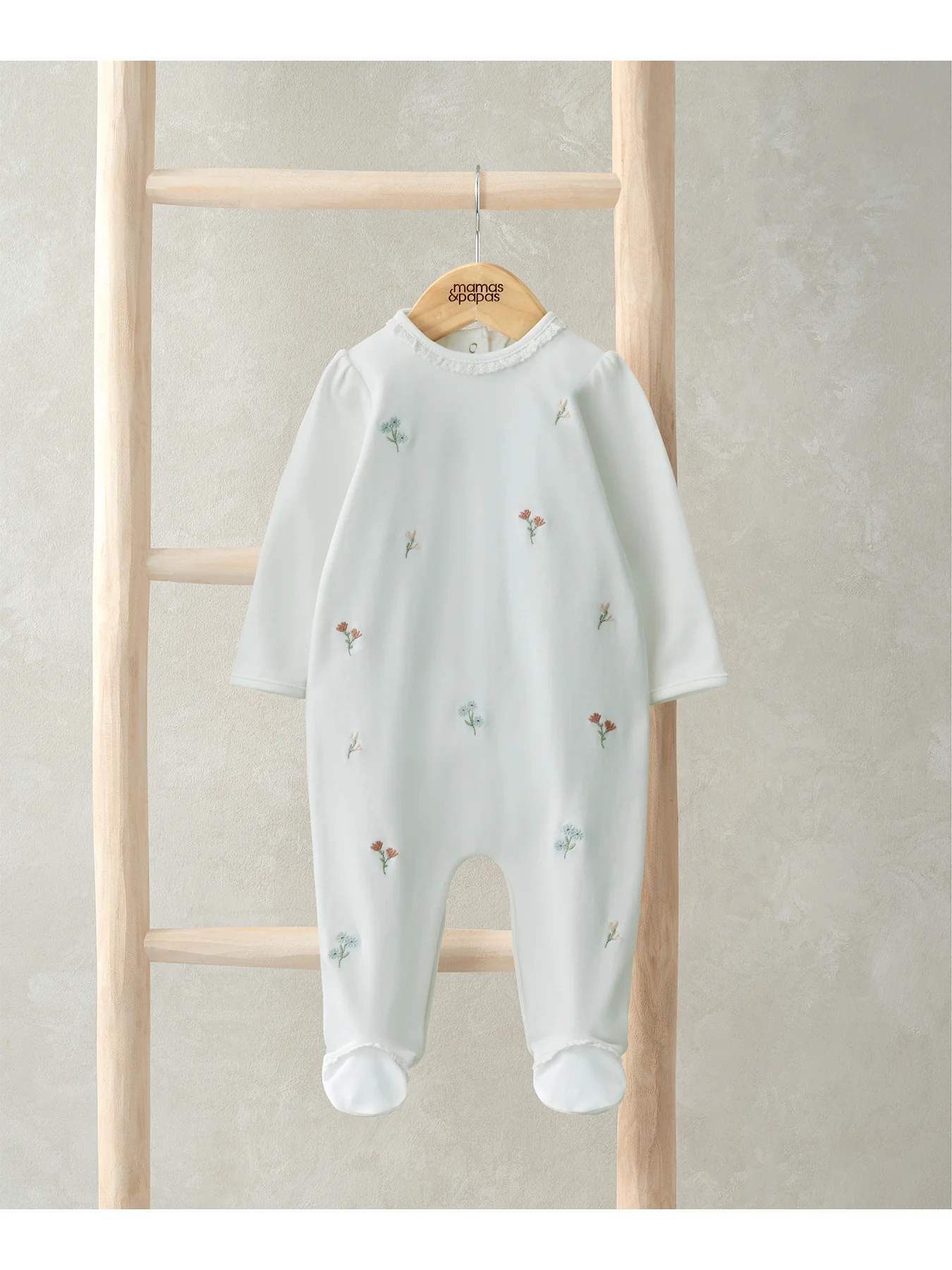 Baby Embroidered Flower All-In-One Pink - Image 2