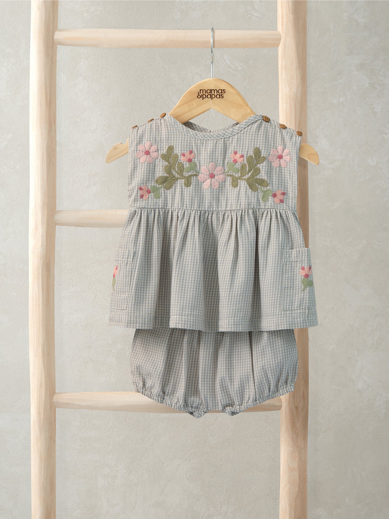 Baby Gingham Two Piece Set Grey - Image 2