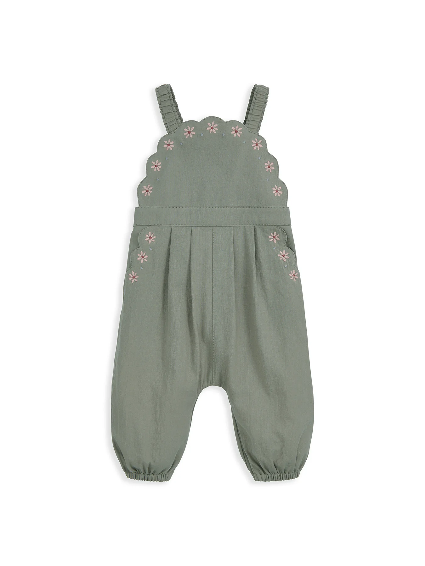 Baby Scallop Dungaree Set Green - Image 2