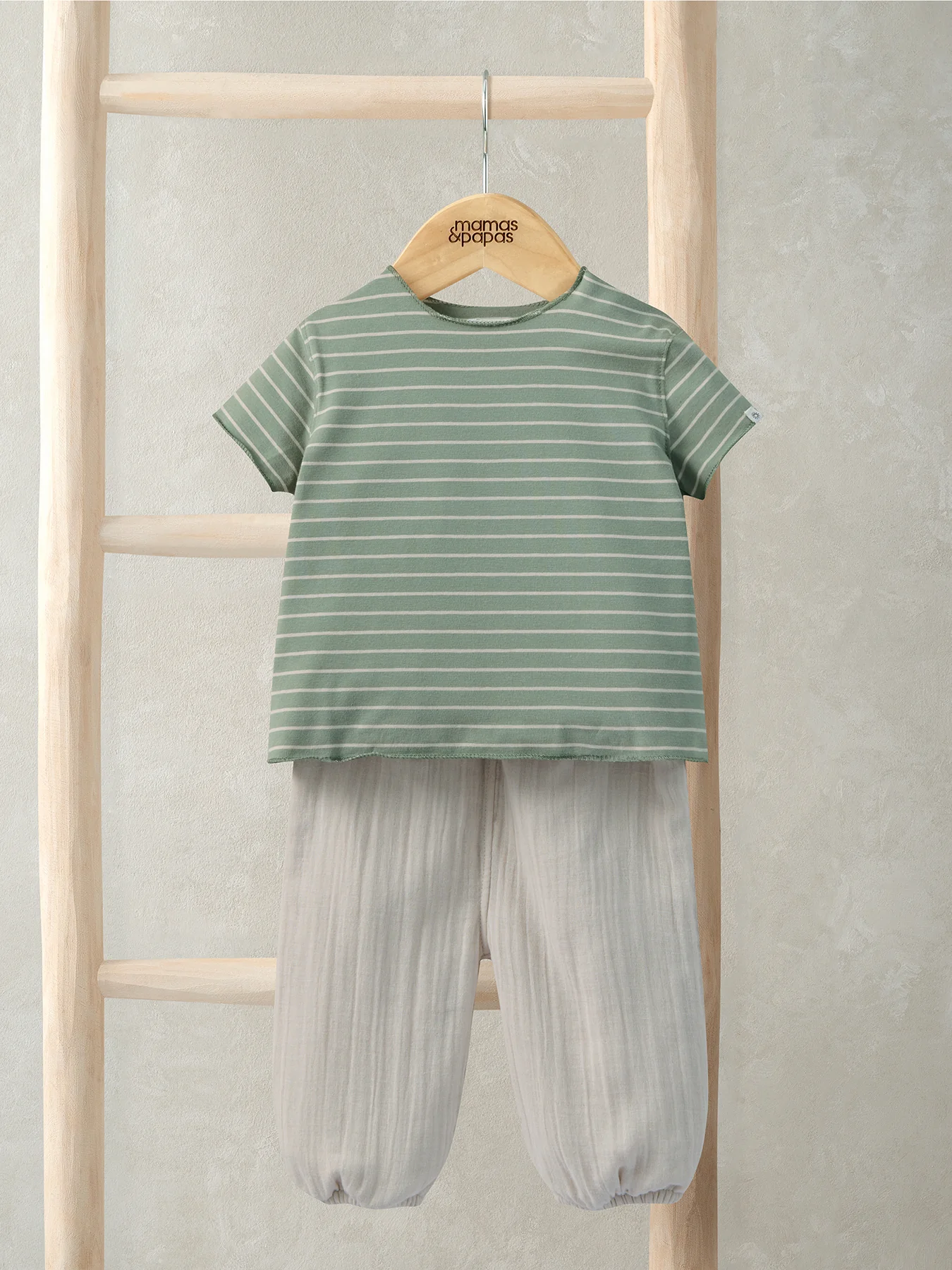 Baby Stripe T-Shirt and Trouser Set Blue - Image 2