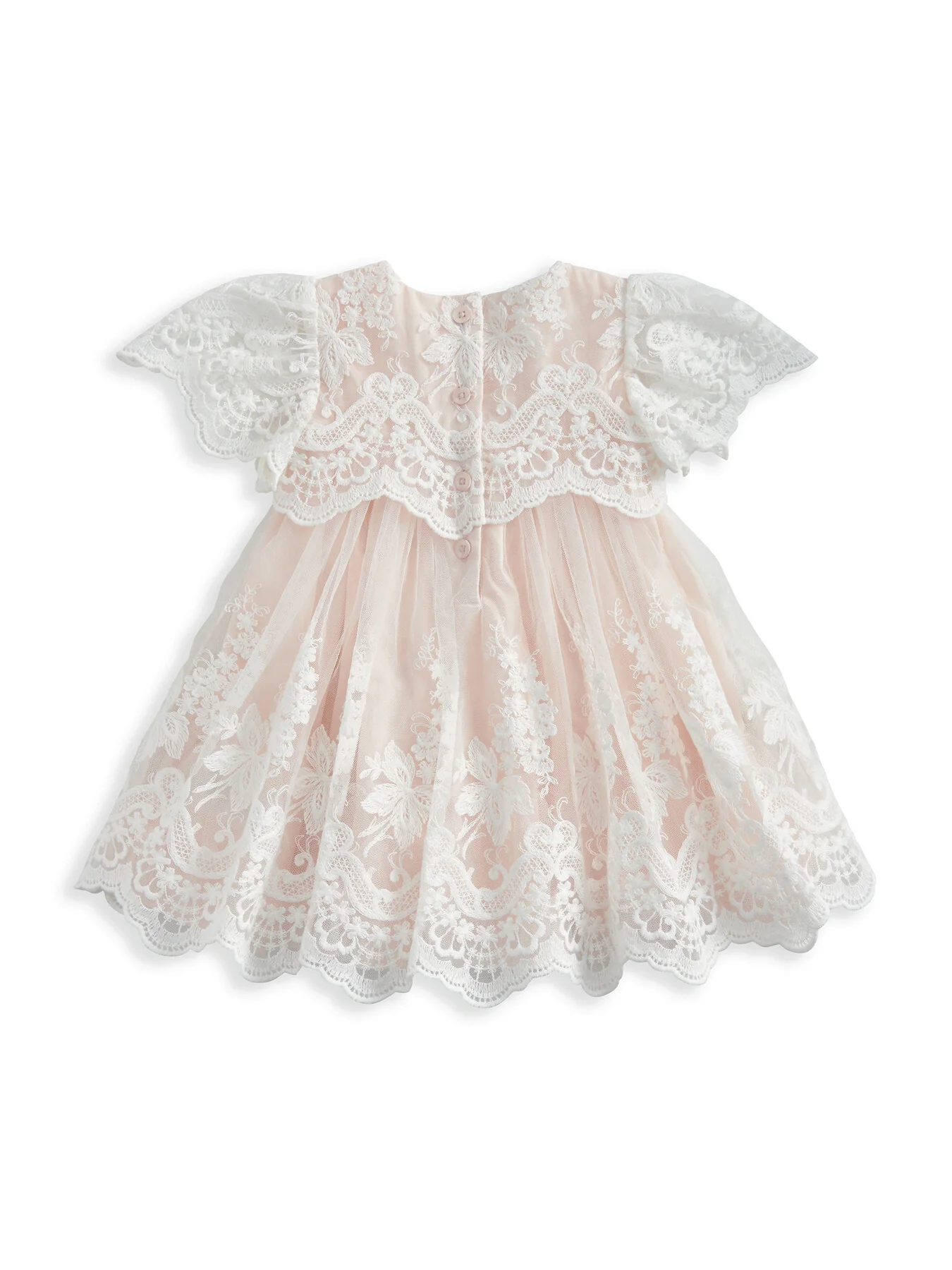 Lace Frill Sleeve Dress Pink - Image 2