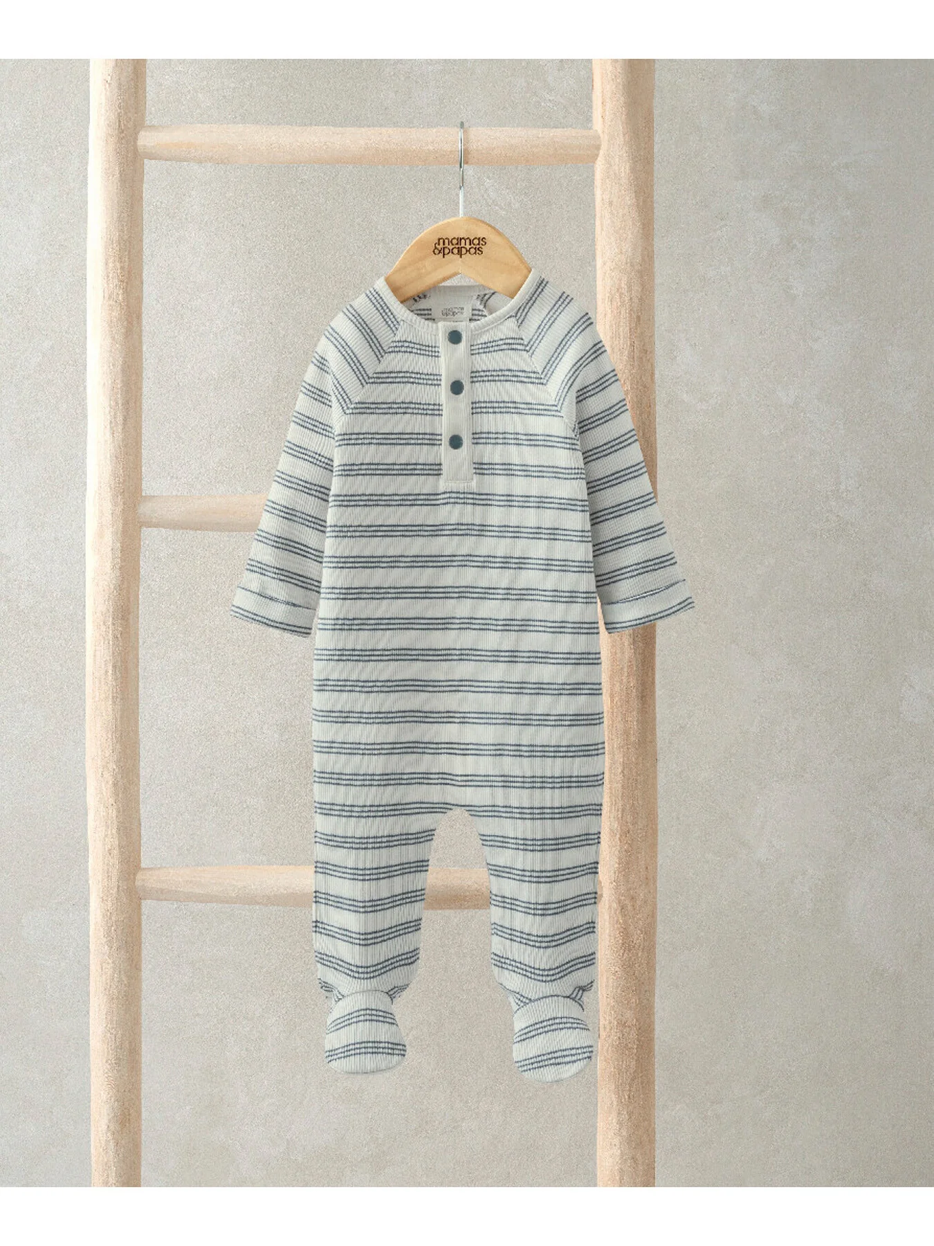 Ribbed Stripe All In One Blue - Image 2