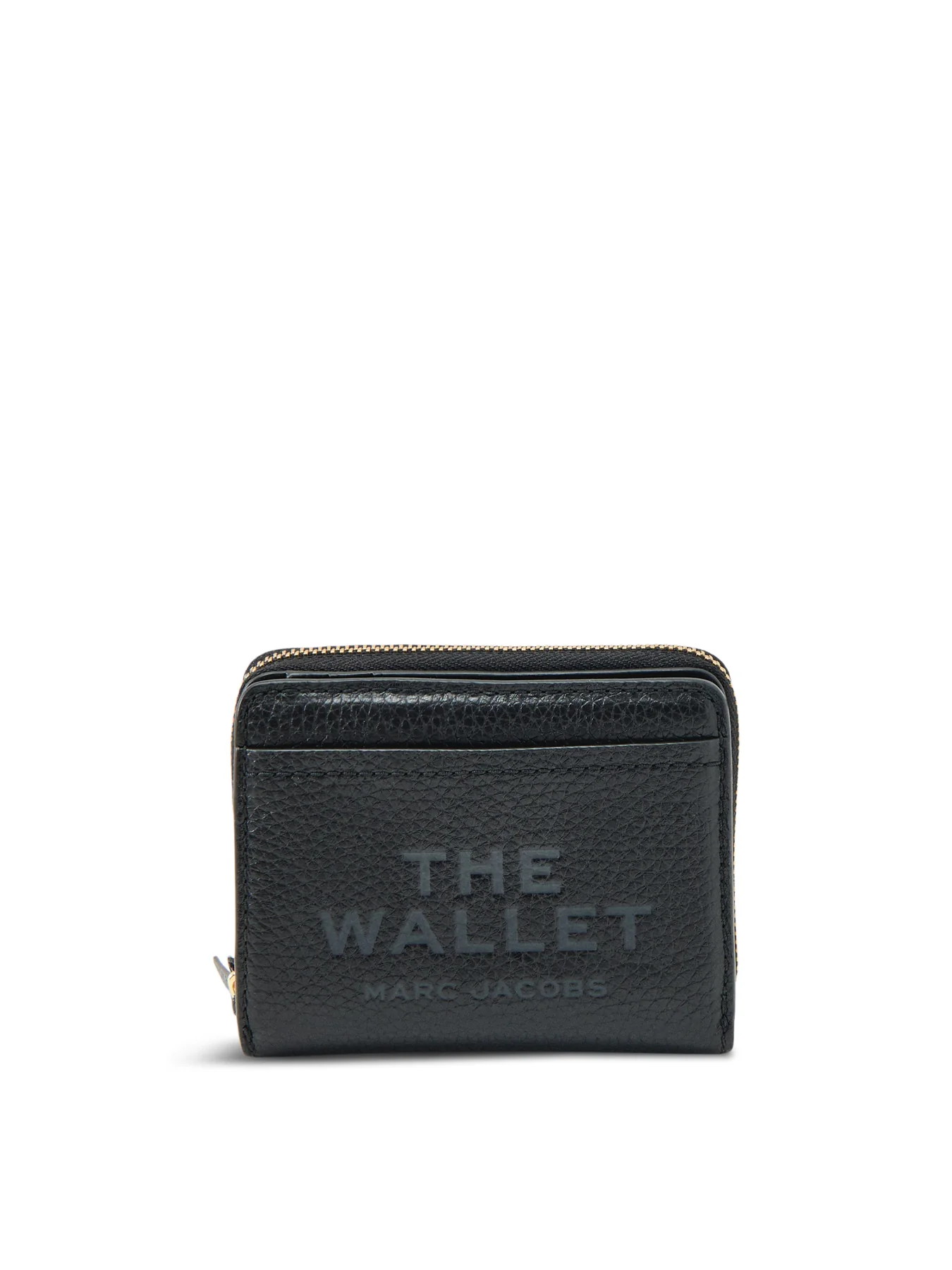 Leather Mini Compact Wallet Black