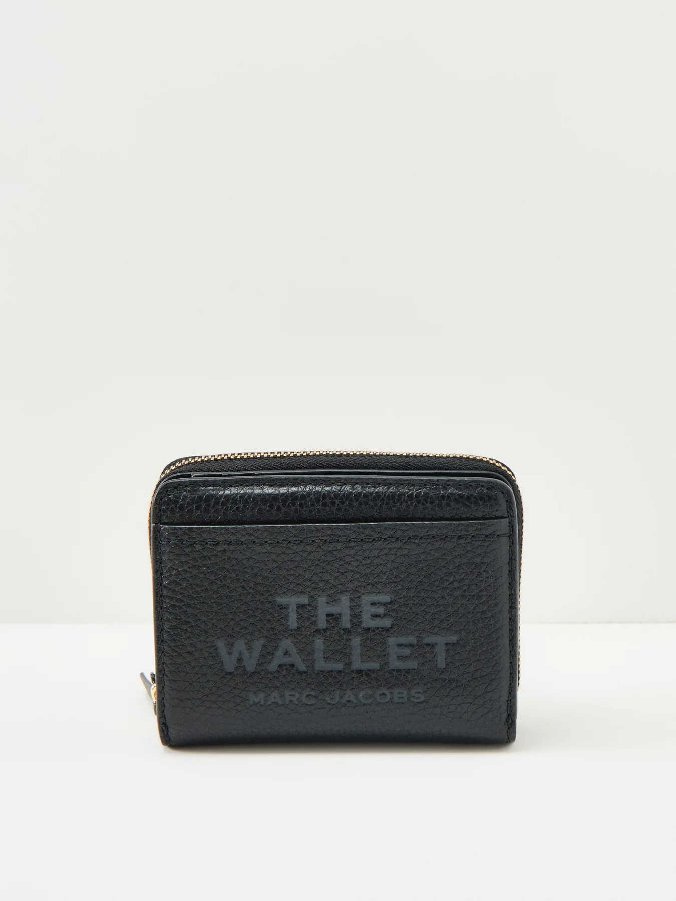Leather Mini Compact Wallet Black - Image 4