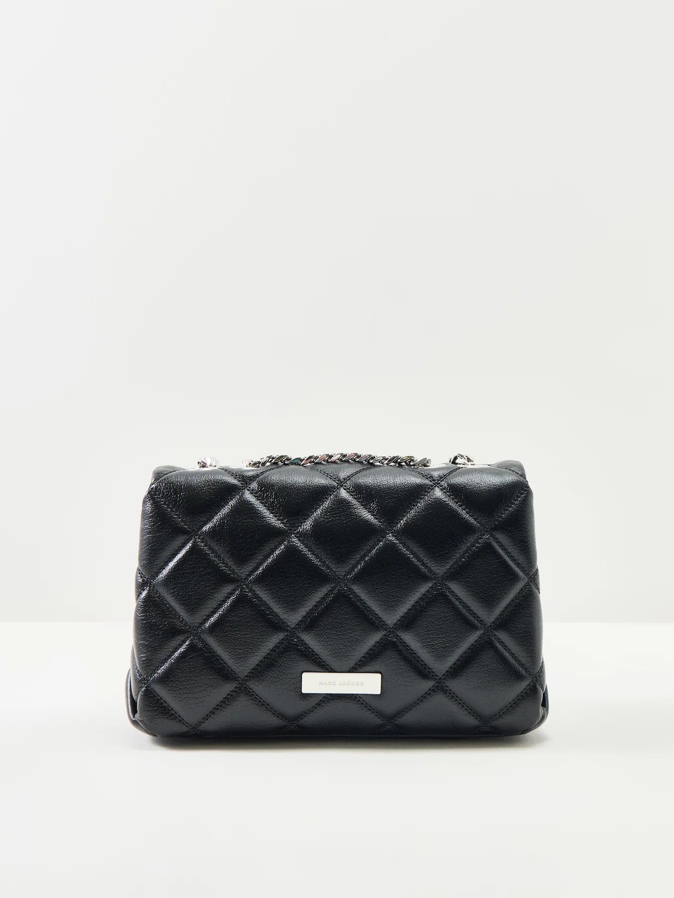 Slim Dual Chain Leather Shoulder Bag Black - Image 3