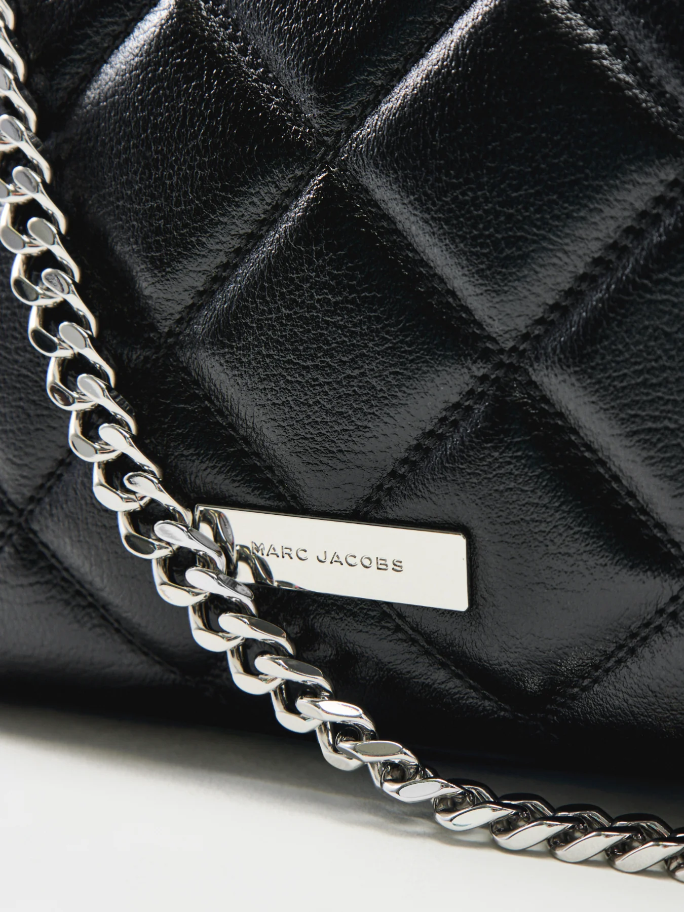 Slim Dual Chain Leather Shoulder Bag Black - Image 5