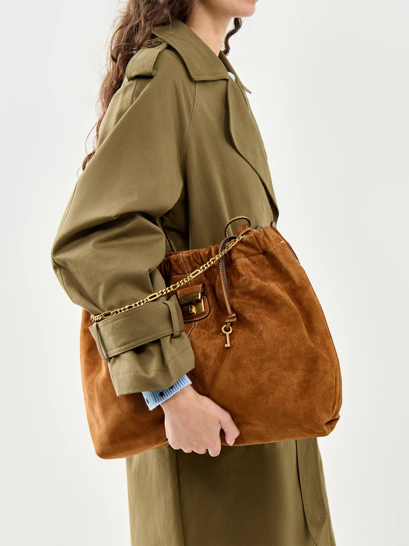 Suede Cristina Tote Bag Tan - Image 2