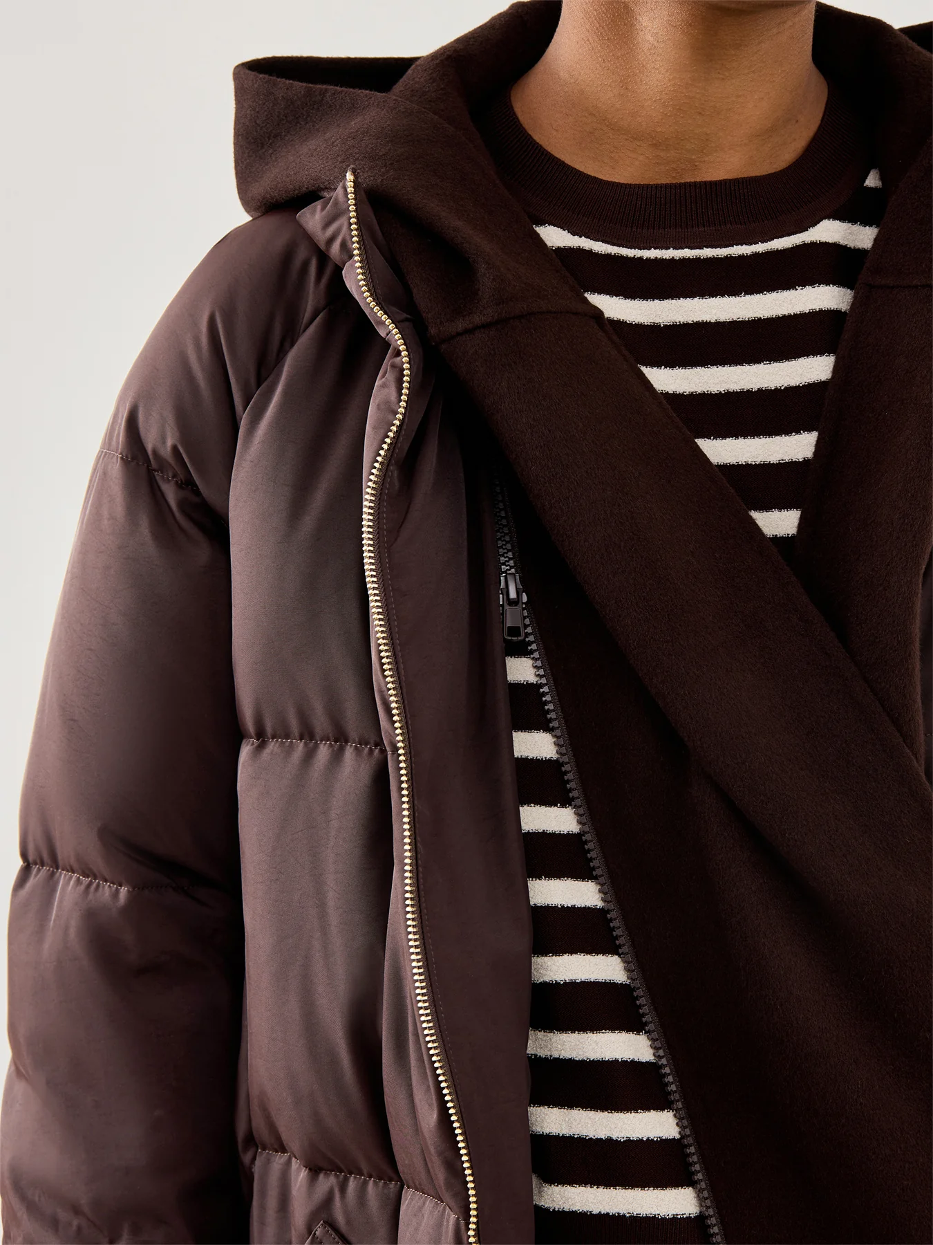 Sport Yole Long Maxi Puffer With Belt And Hood Brown - Image 3