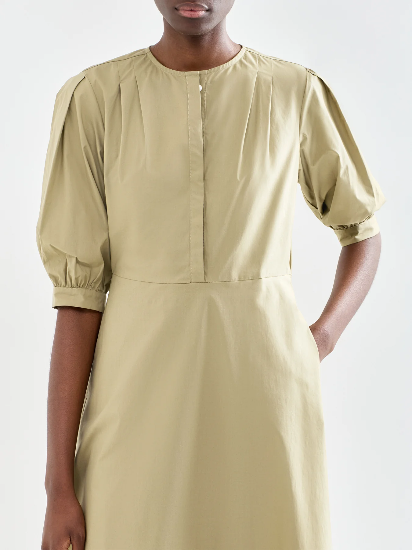 Stecca Fitted Cotton Dress Green - Image 3