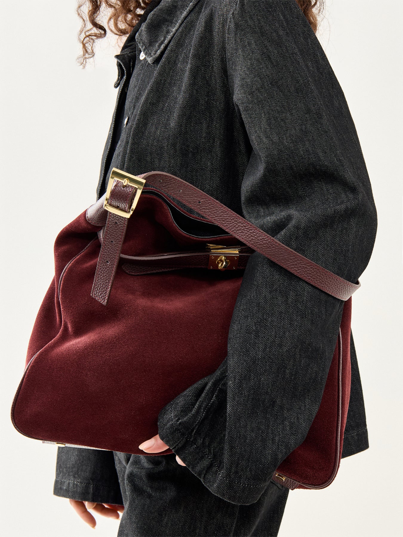 Claude Suede Match Bag Burgundy - Image 2
