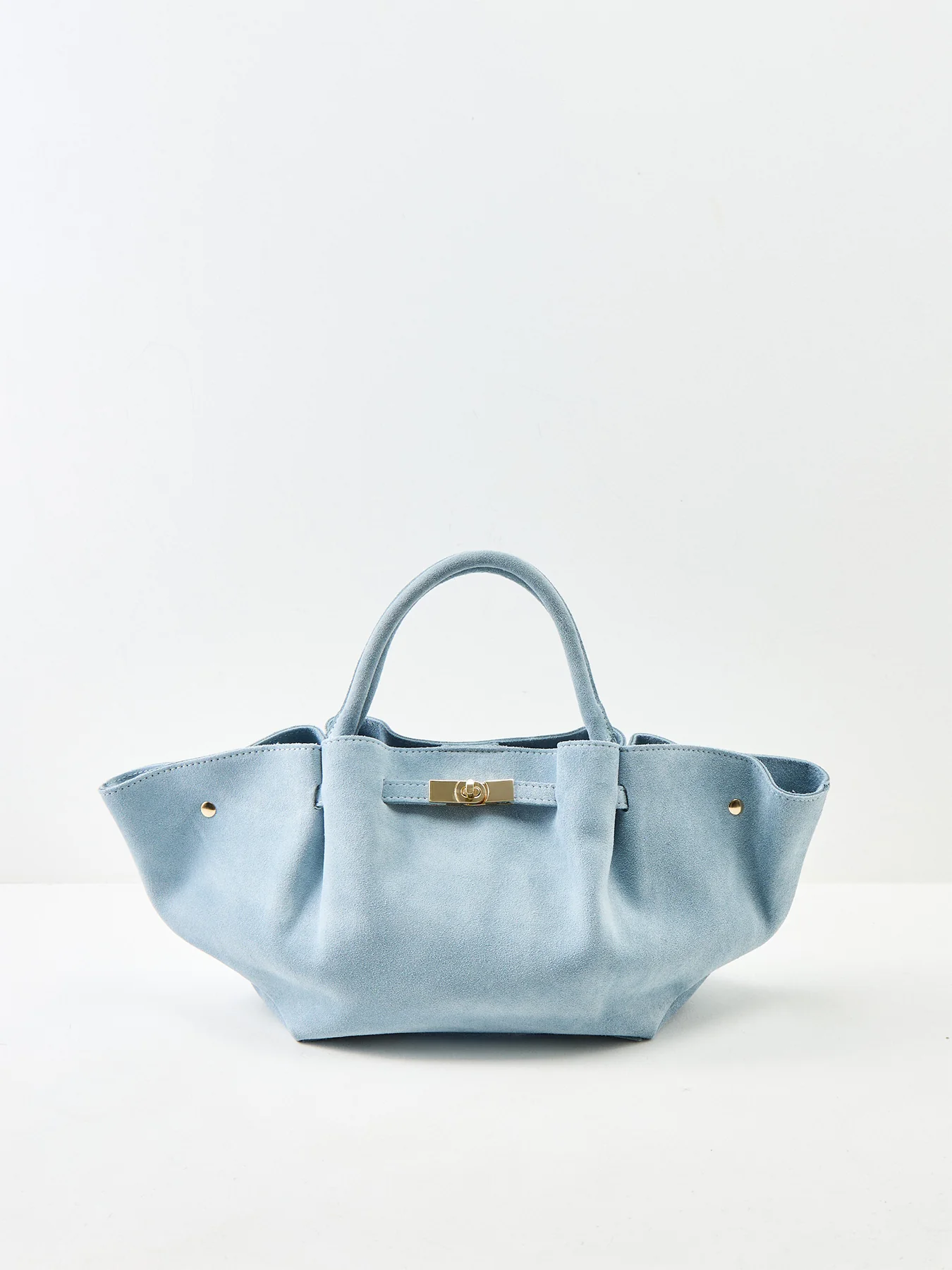 Feny Suede Top Handle Tote Bag Blue - Image 6