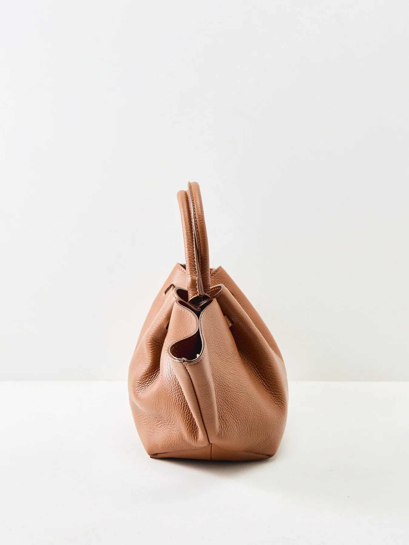 Feny Leather Top Handle Tote Bag Tan - Image 4