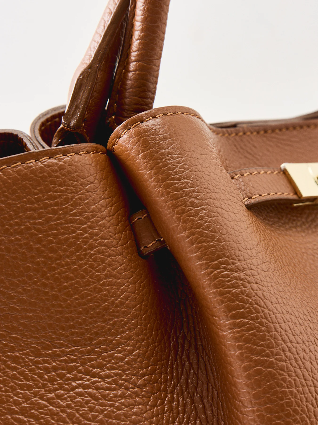 Feny Leather Top Handle Tote Bag Tan - Image 5