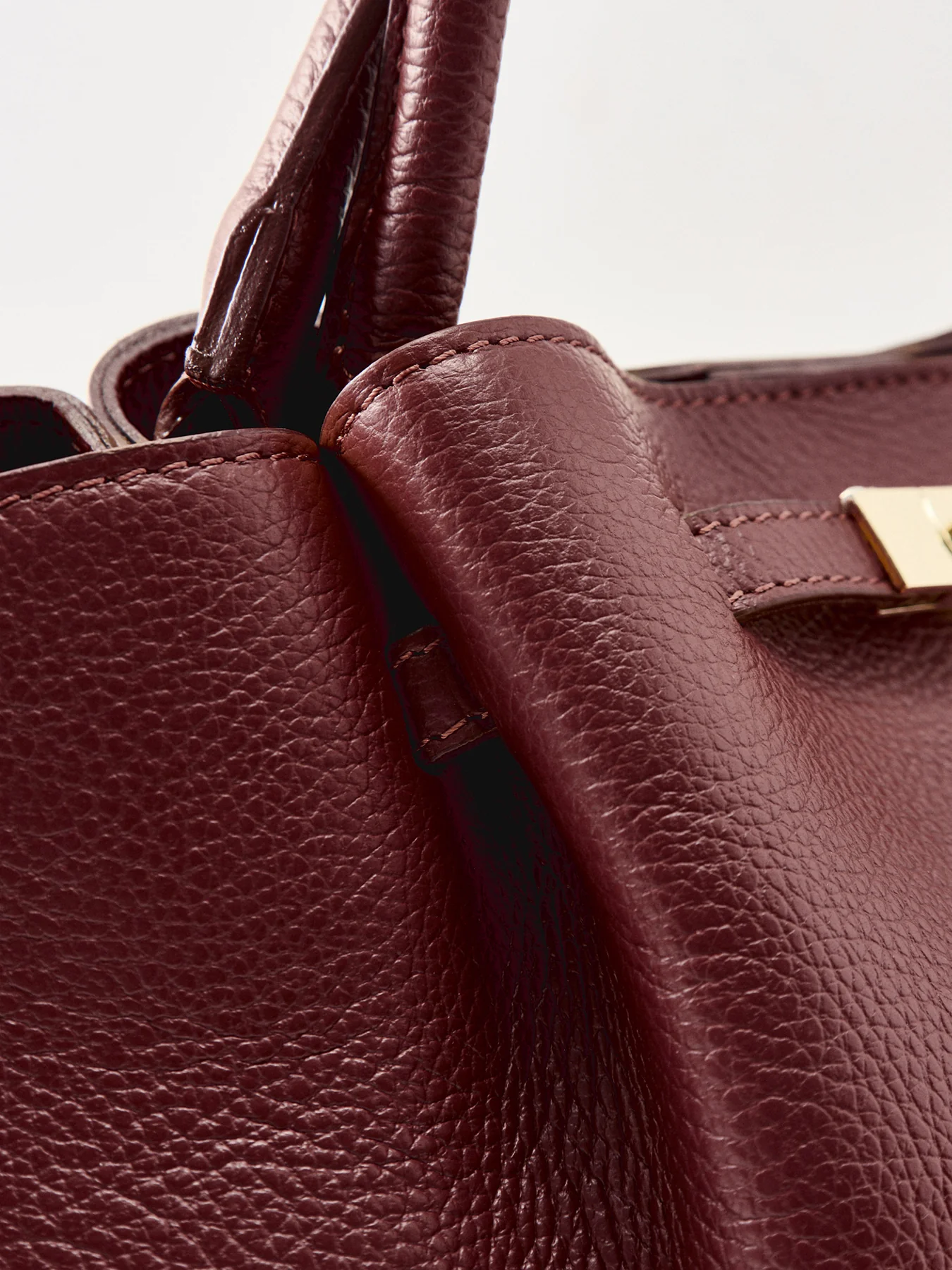 Feny Leather Top Handle Tote Bag Burgundy - Image 5