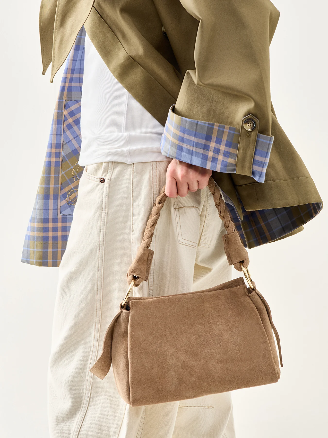 Monnios Suede Bag Beige - Image 2