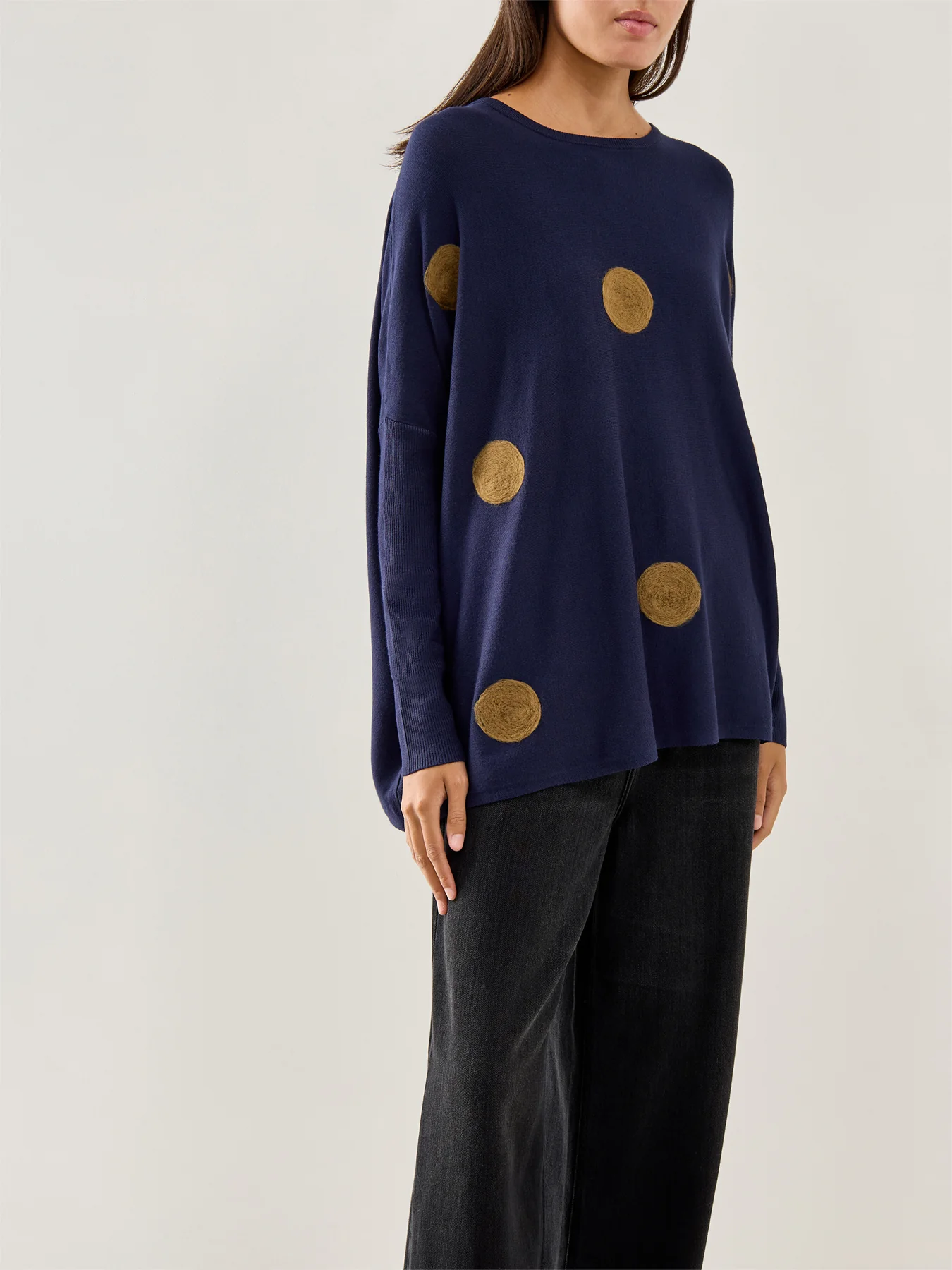 Fanasi Dot Knit Top Navy - Image 4