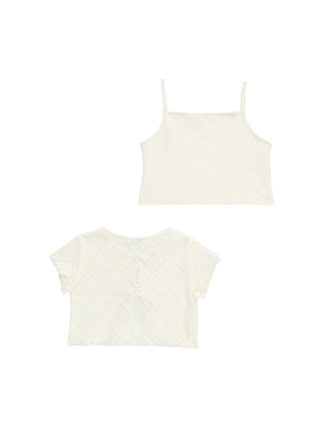 Kids’ Crochet T-Shirt Set White - Image 2