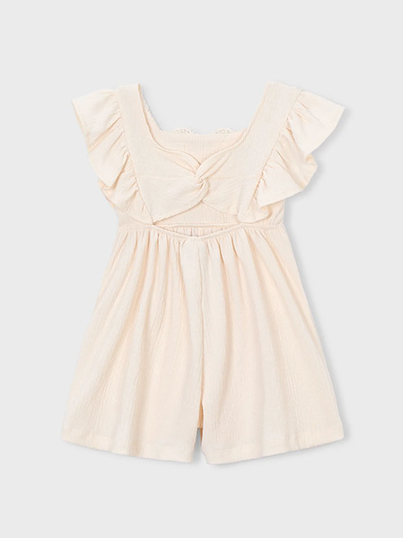 Kids’ Crochet Knit Jumpsuit White - Image 2