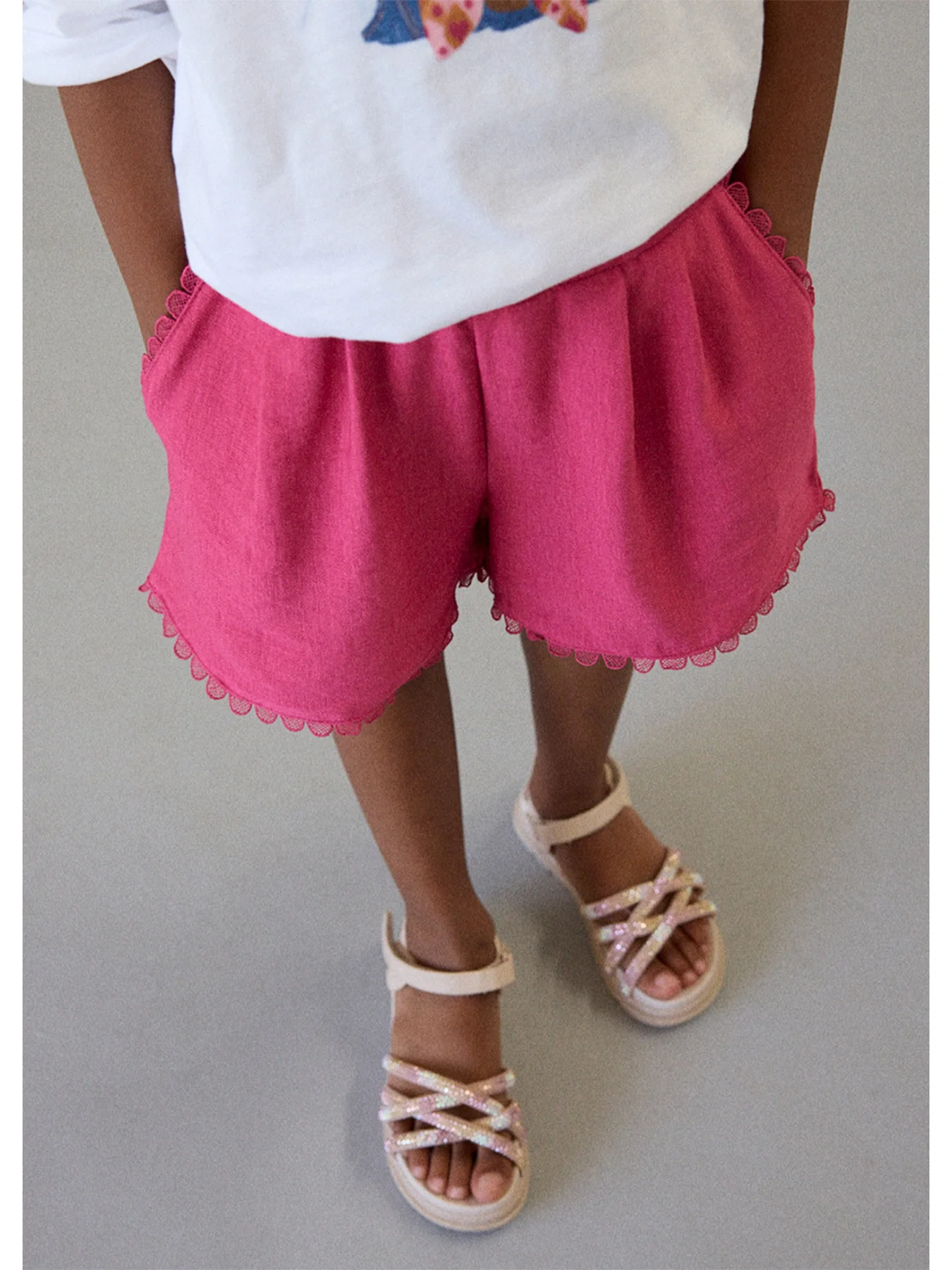 Kids’ Plain Shorts Pink - Image 4