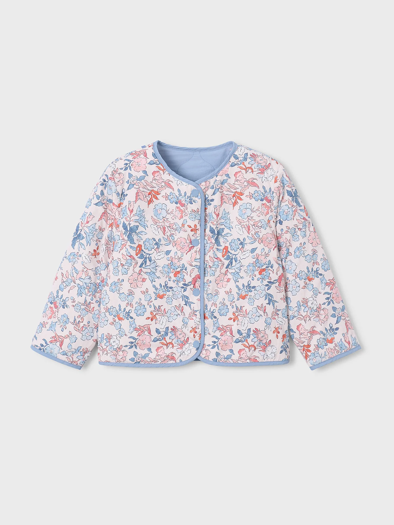 Kids' Reversible Padded Floral Jacket Sky Blue - Image 3
