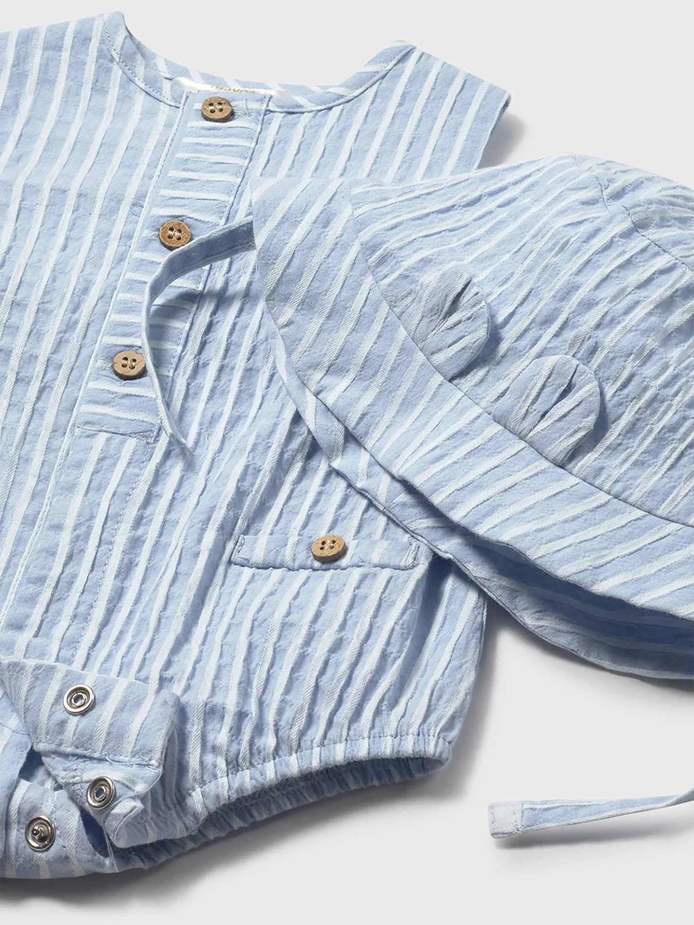 Baby Stripe Bodysuit and Hat Set Blue - Image 3