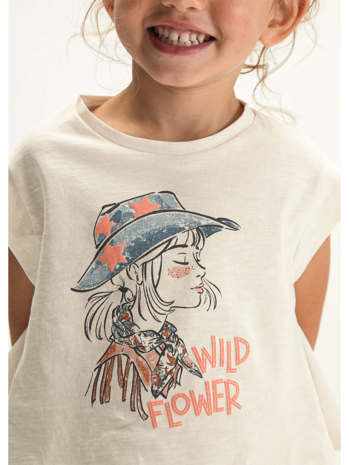 Kids’ Wild Flower Short Sleeve T-Shirt White - Image 4