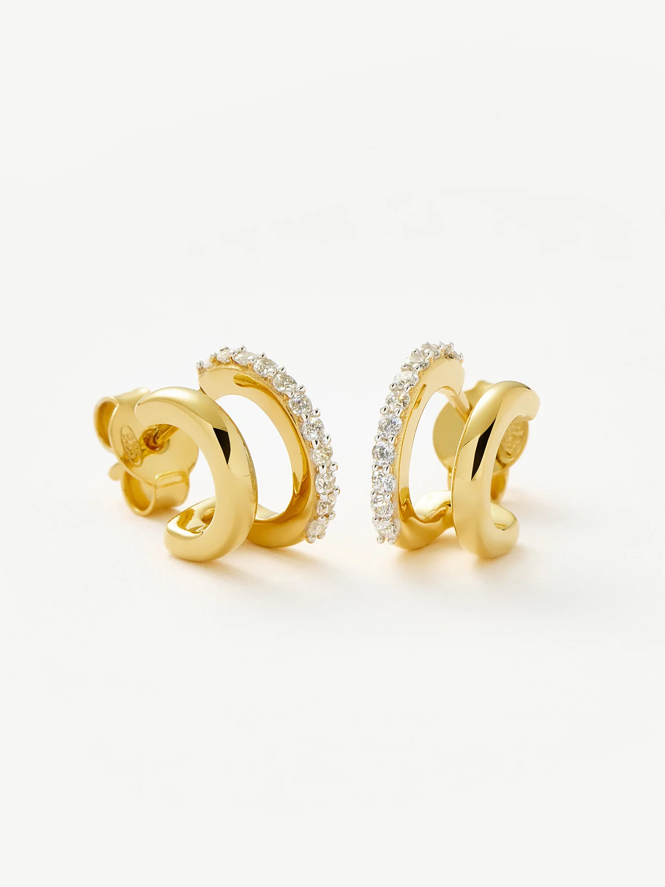 Double Huggie Earrings Gold - Image 4