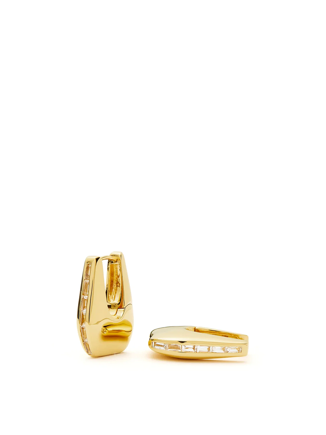 Lucy Williams Arco Pave Small Hoop Earrings Gold - Image 2