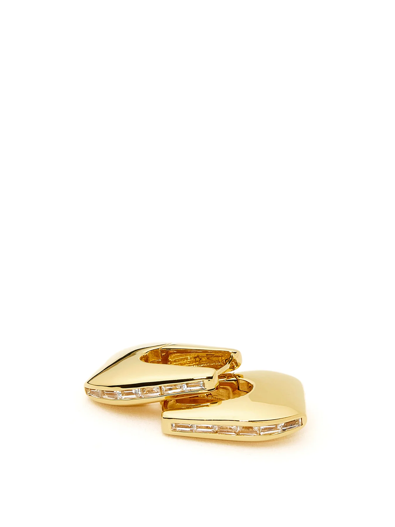Lucy Williams Arco Pave Small Hoop Earrings Gold - Image 3