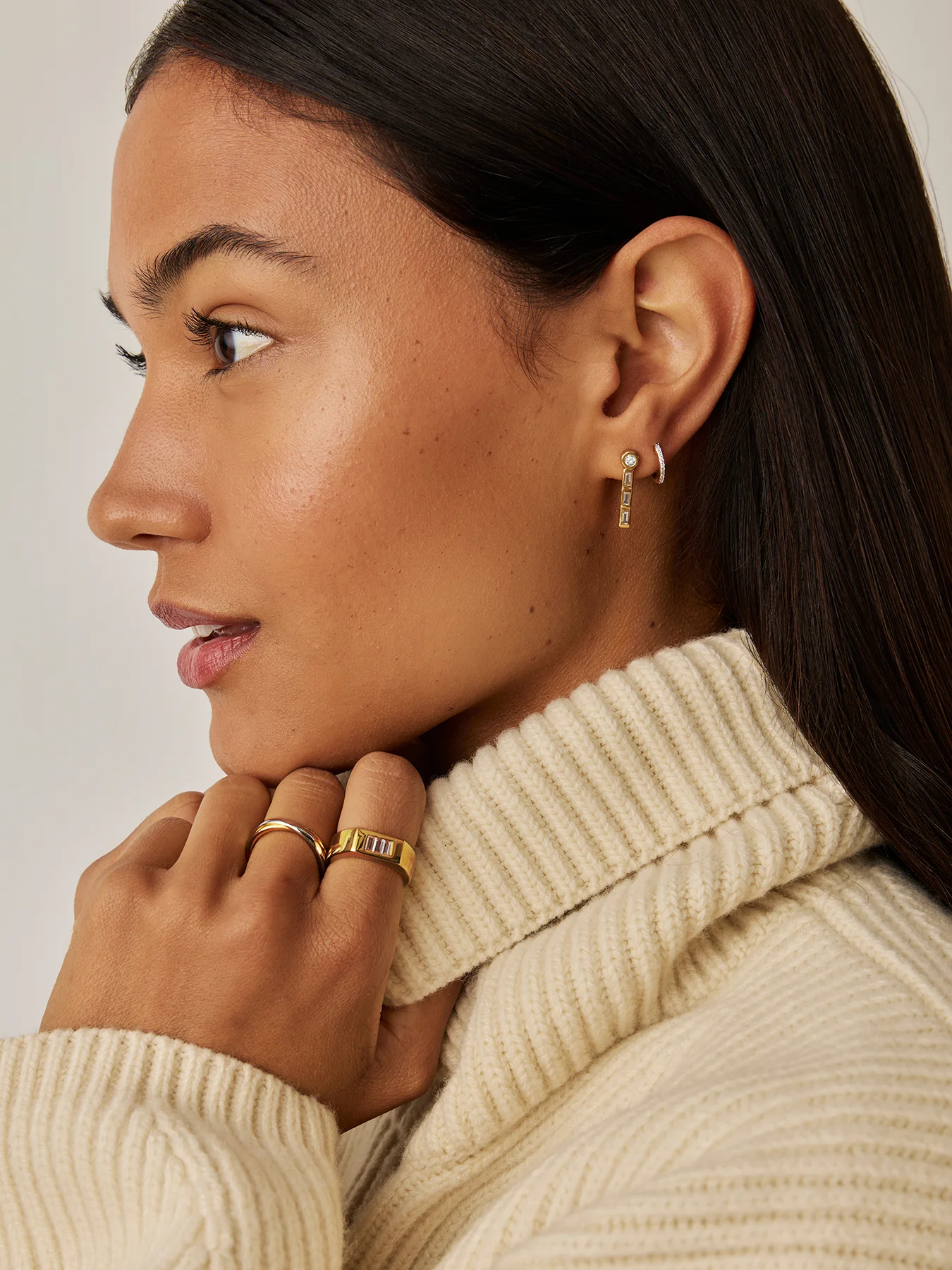 Lucy Williams Tennis Small Drop Earrings Gold - Image 2