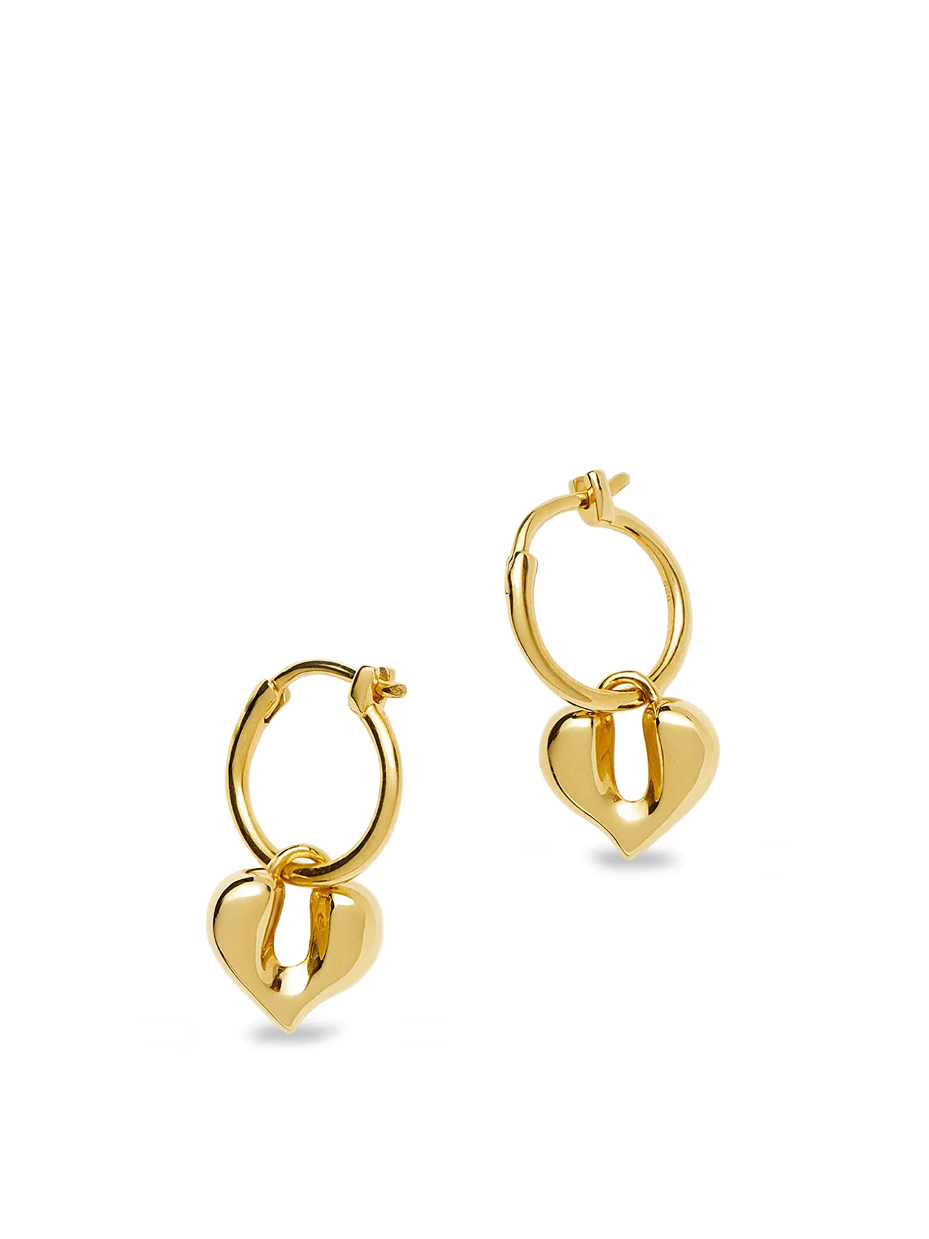 Molten Heart Charm Hoop Earrings Gold - Image 3