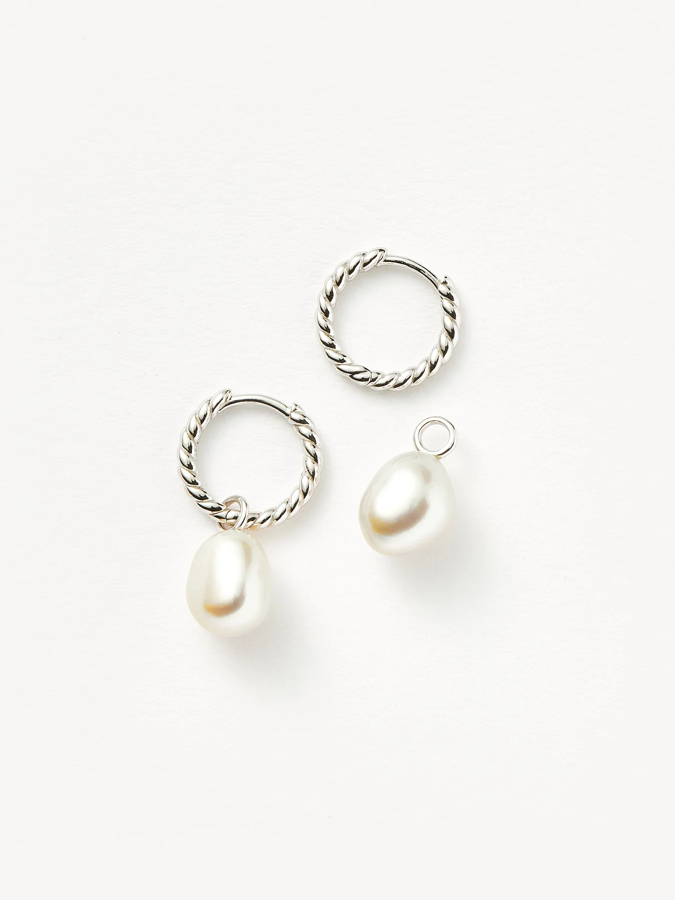Pearl Drop Earrings Silver - Image 3