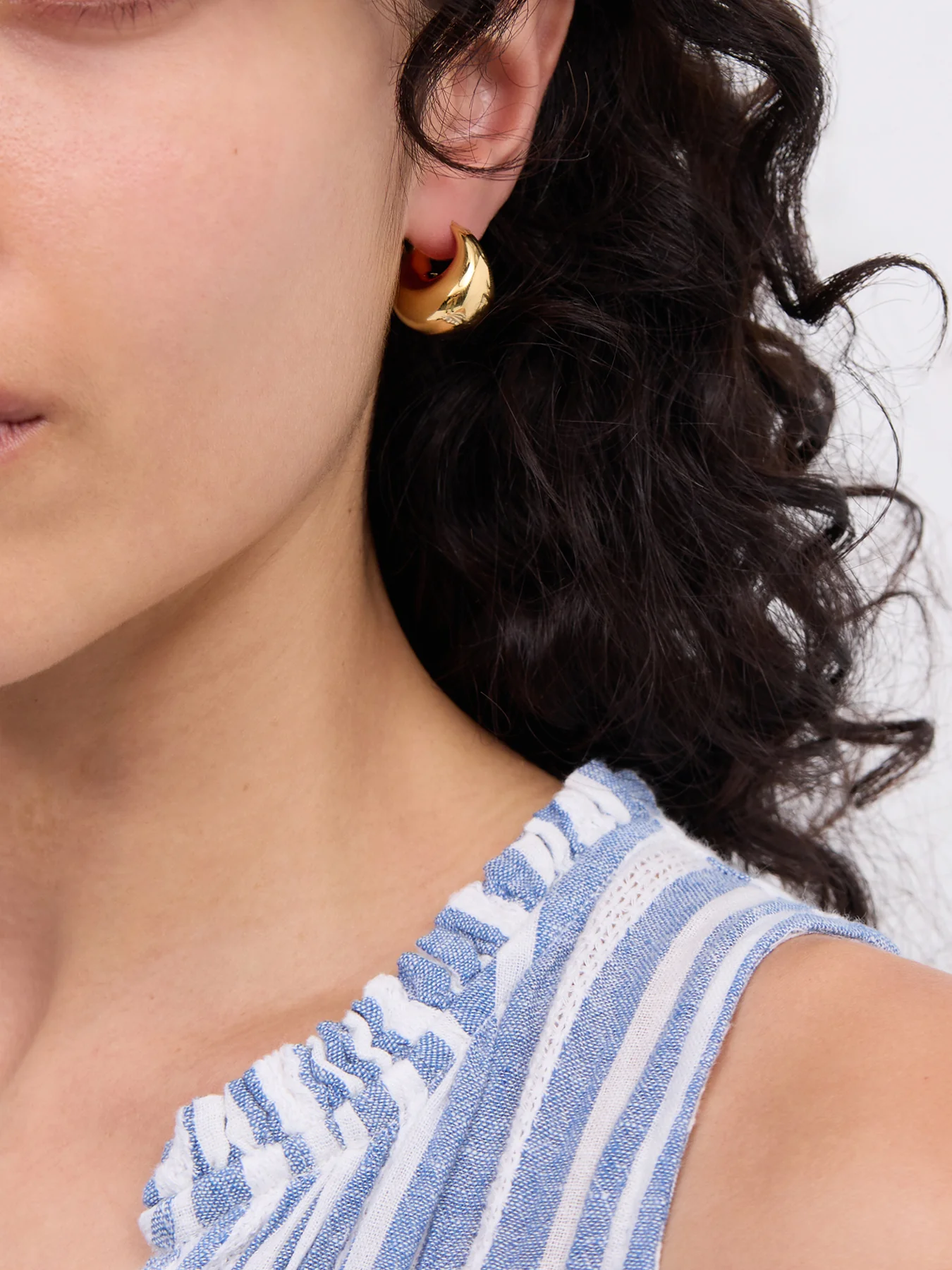 Sculptural Chubby Dome Small Hoop Earrings Gold - Image 2